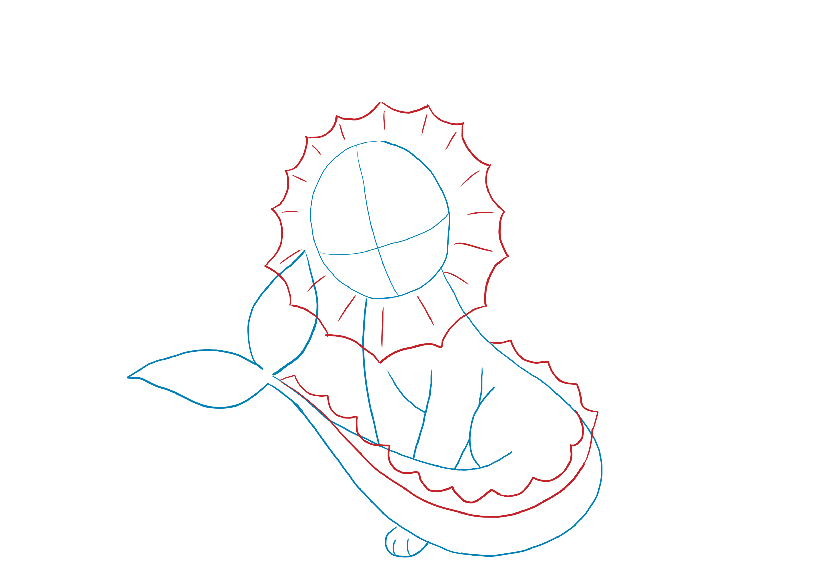 dessiner la collerette du Pokémon Aquali