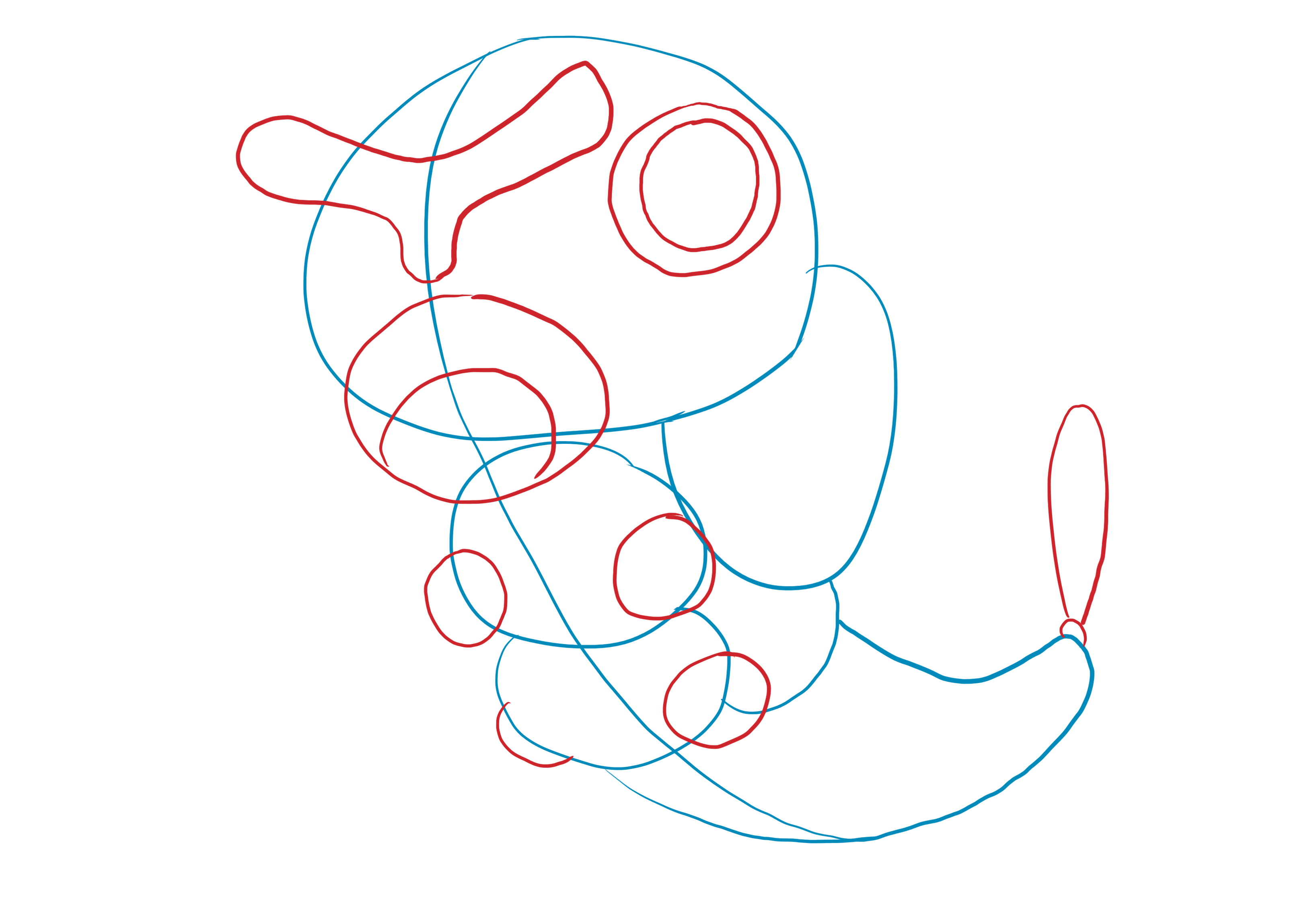 dessiner les antennes, l’œil et la queue de Chenipan