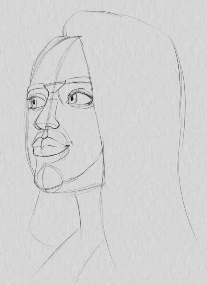 dessiner les details du portrait d’une femme