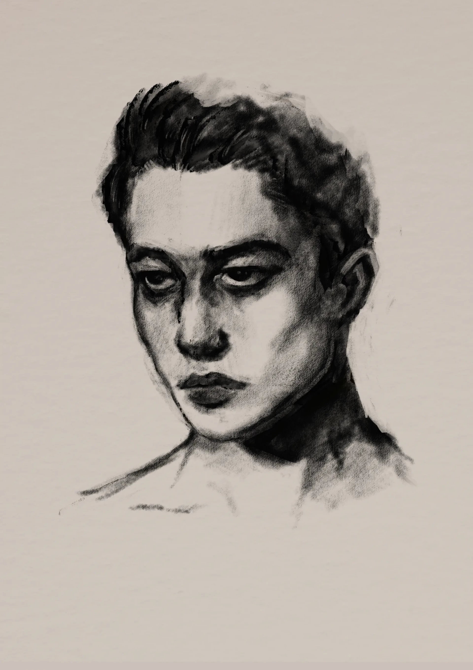 dessiner les contrastes d’un portrait au fusain