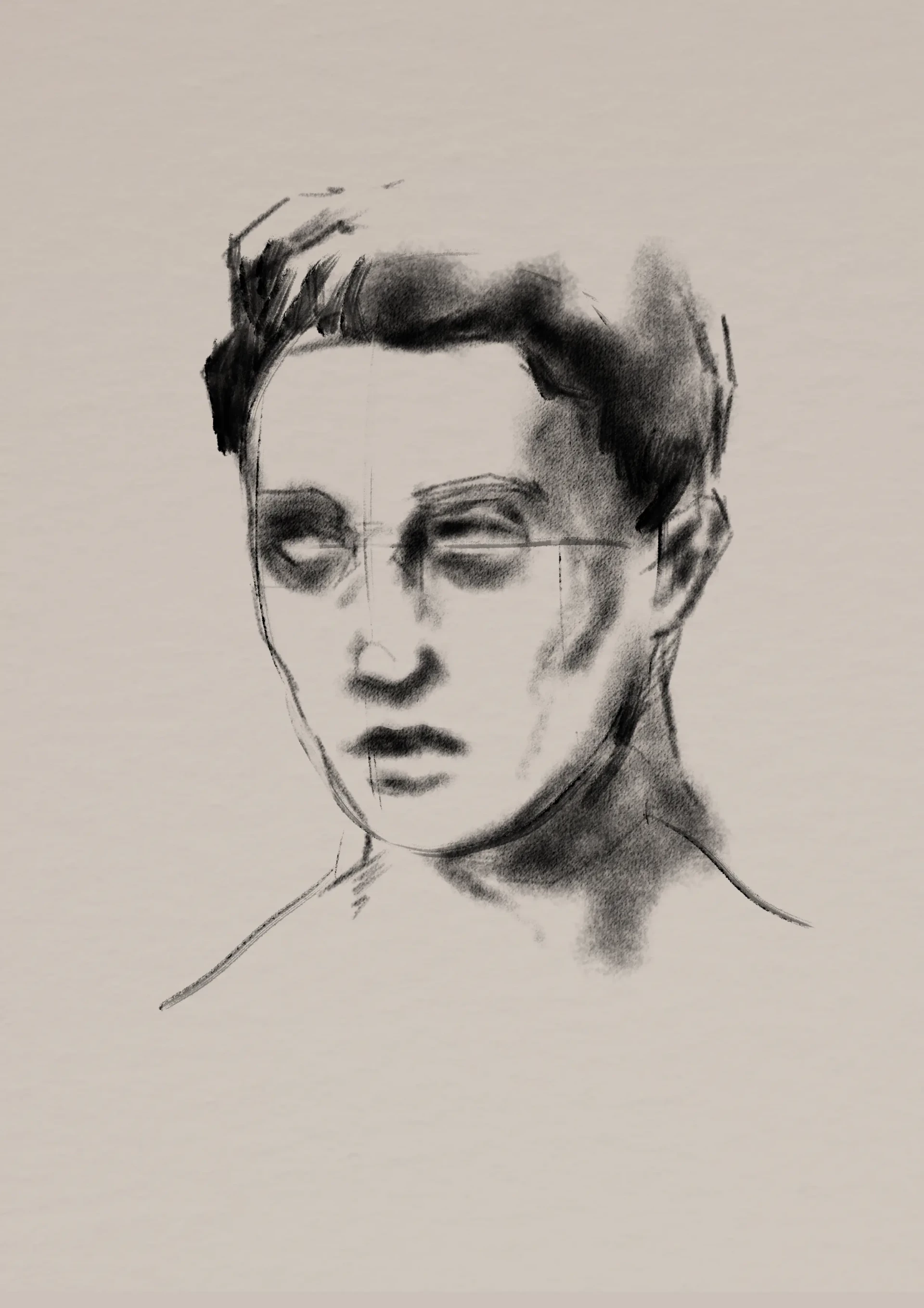 dessiner les ombres d’un portrait au fusain