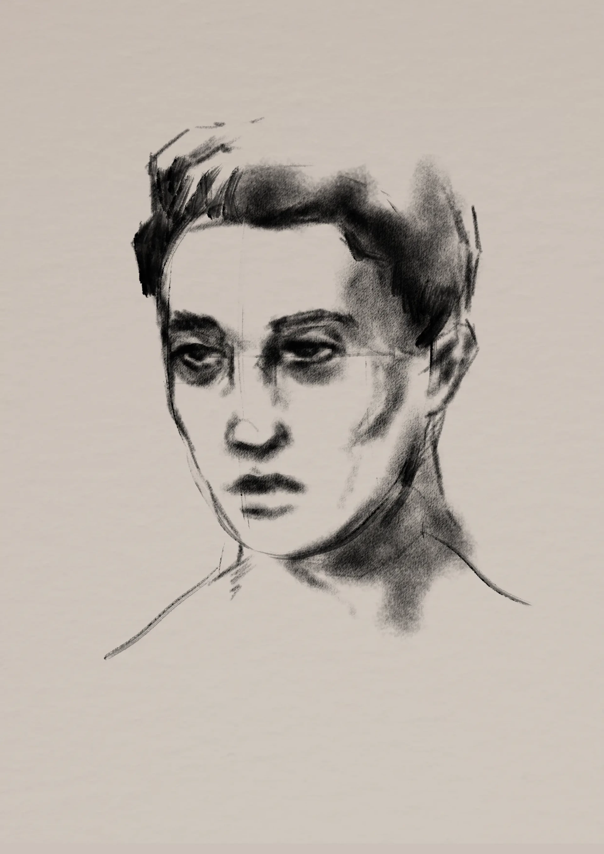 dessiner les zones de lumière d’un portrait au fusain