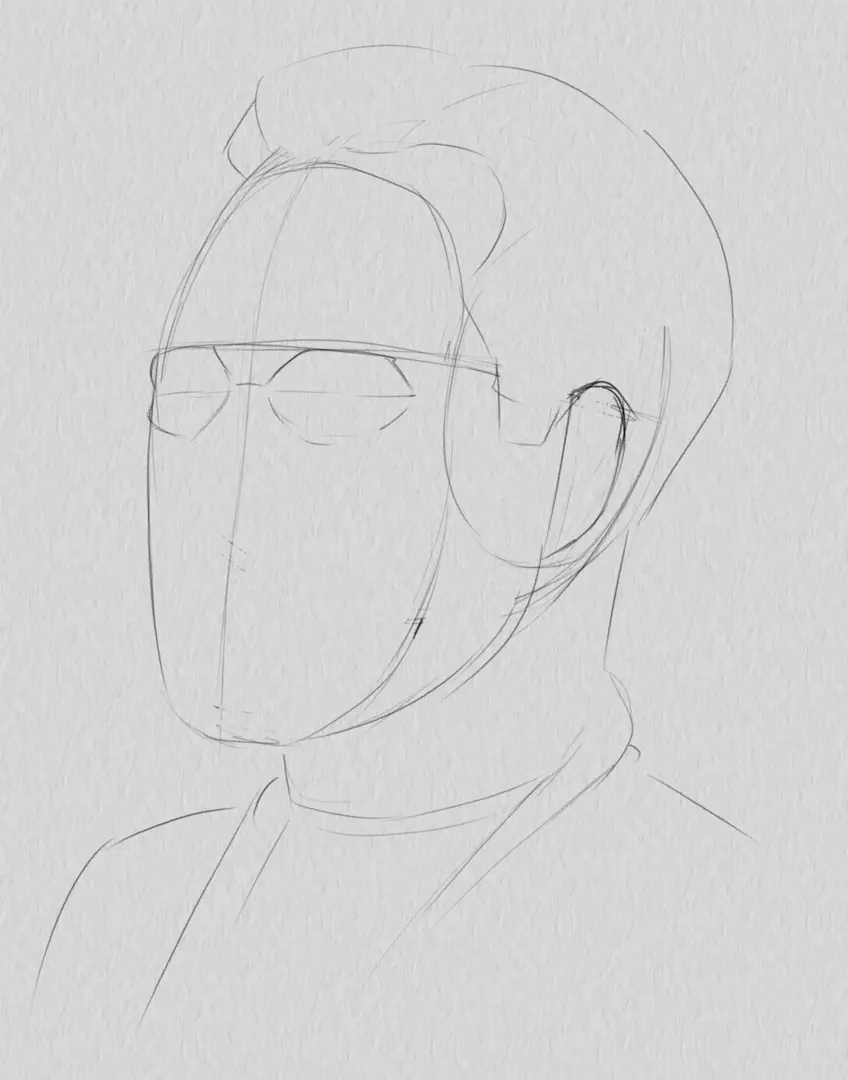 dessiner l’oreille du portrait d’un homme