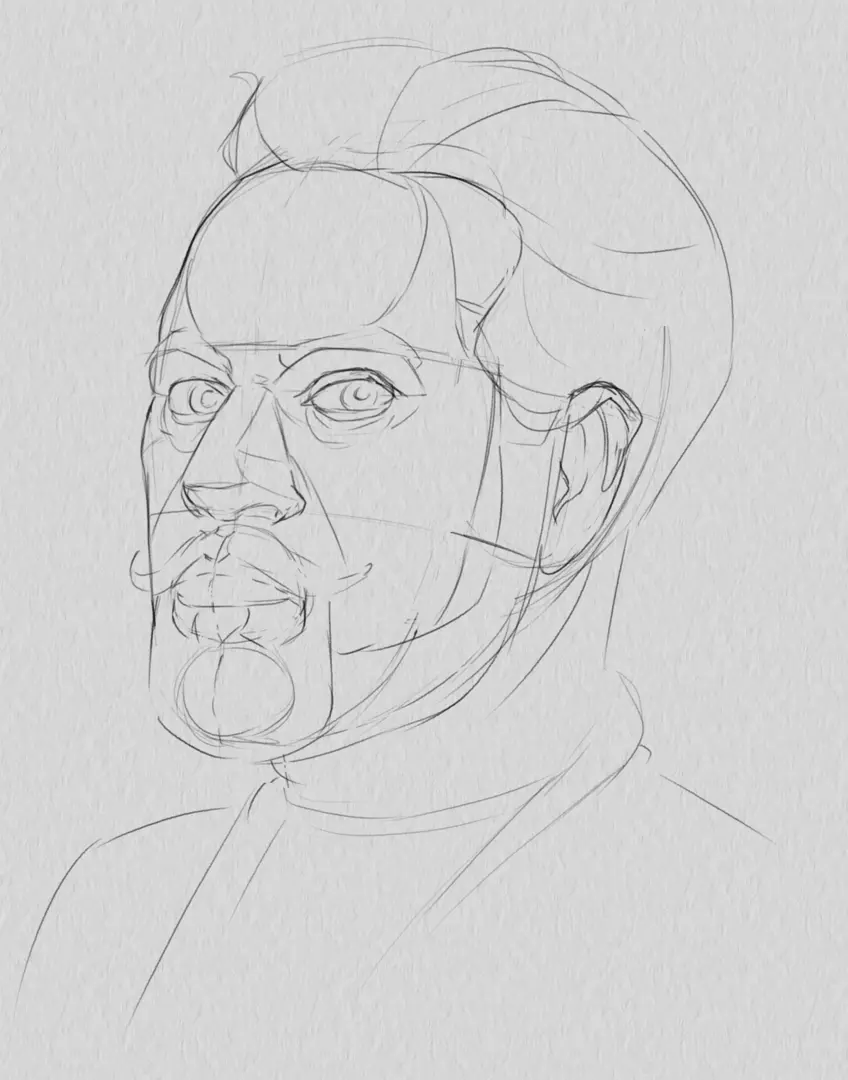 dessiner la pilosité du portrait d’un homme