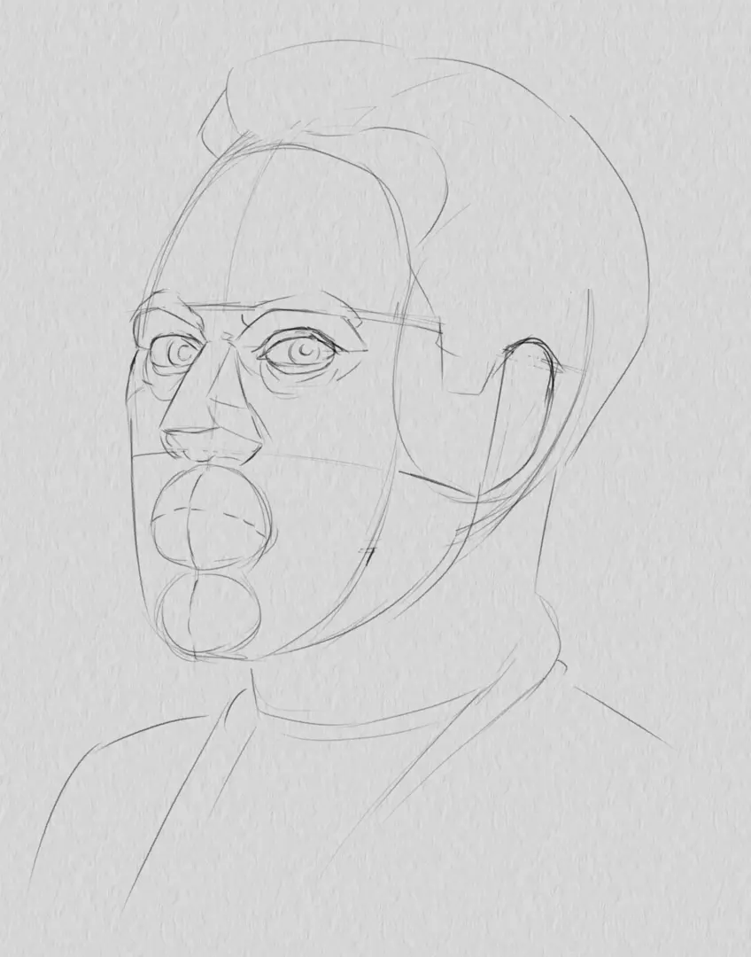 dessiner les rides du portrait d’un homme