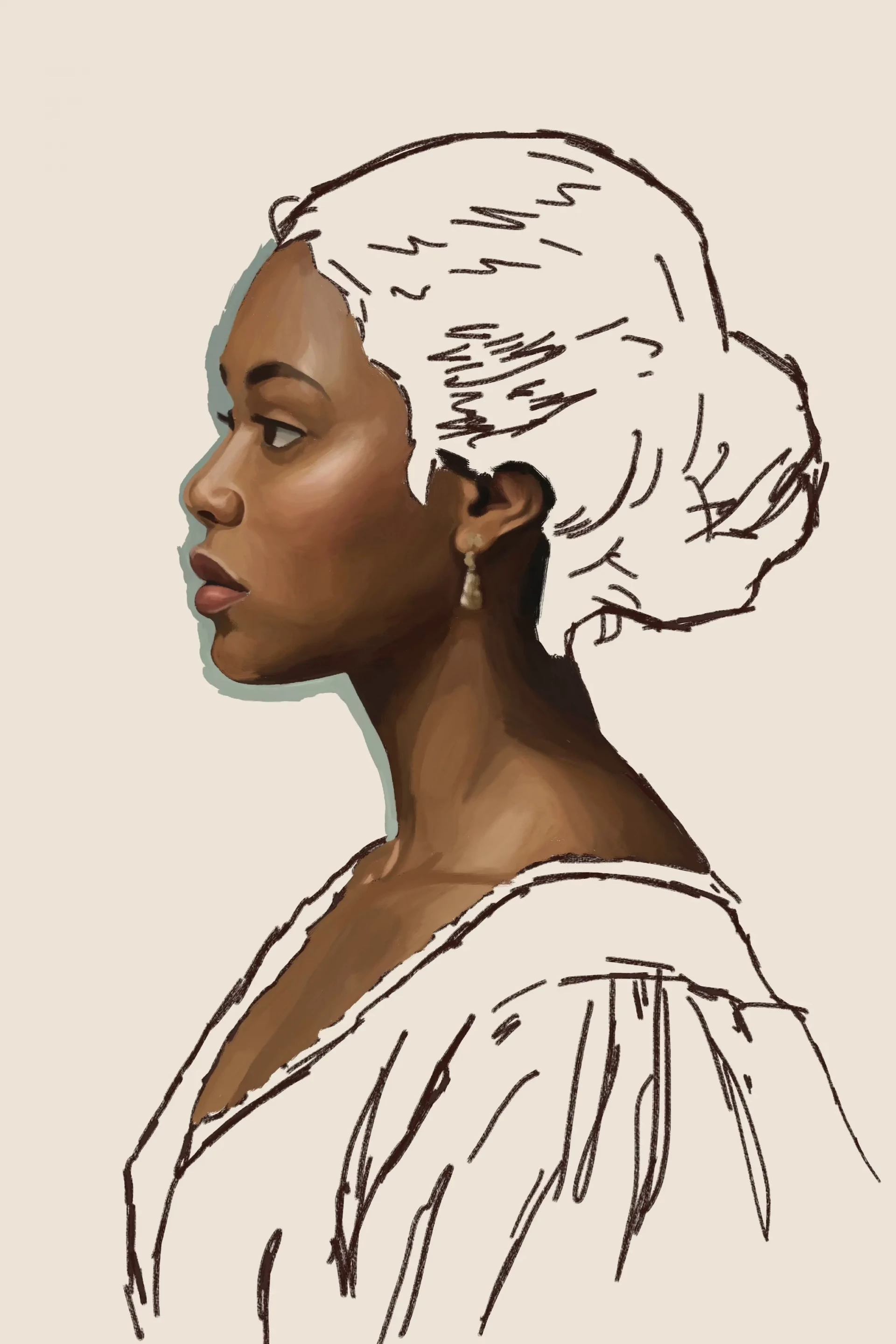 dessiner le cou d’un portrait de profil