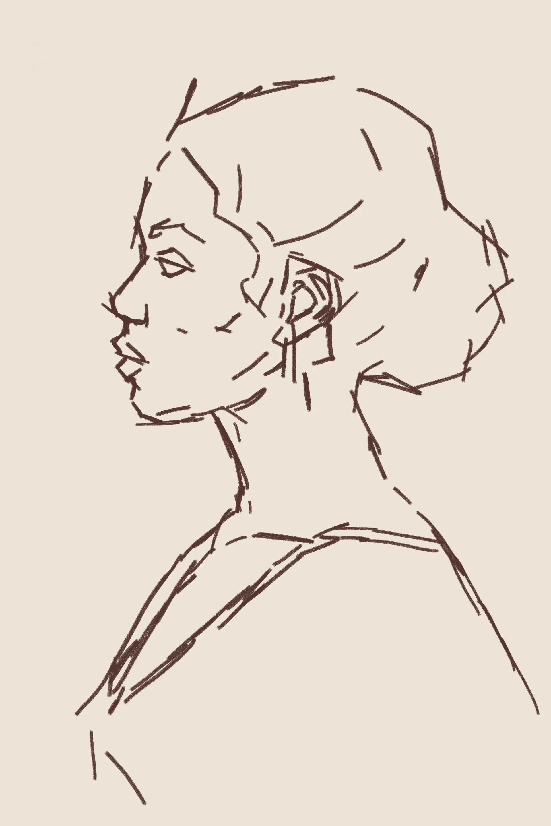 dessiner les lignes du visage d’un portrait de profil