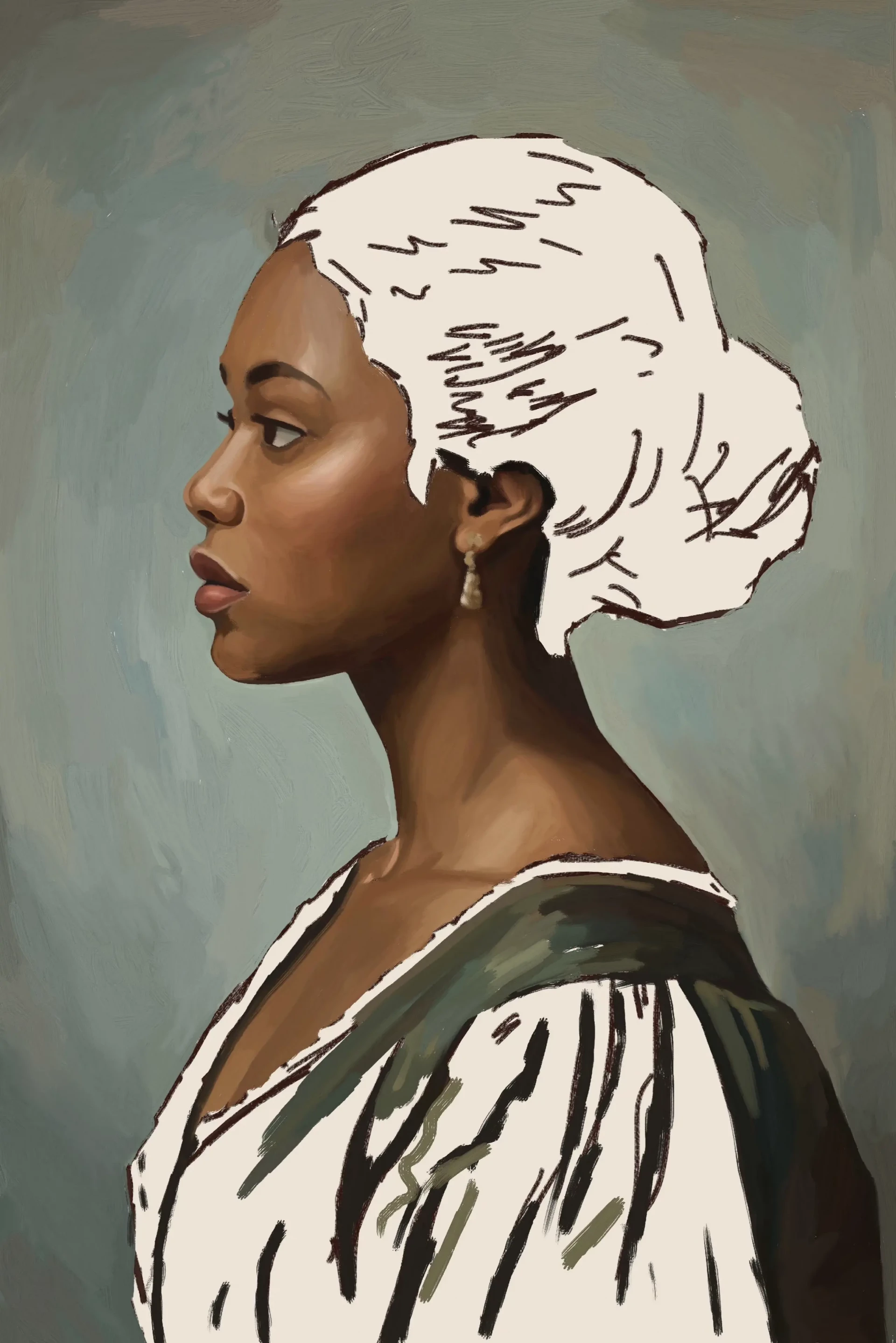 dessiner les ombres des vêtements d’un portrait de profil