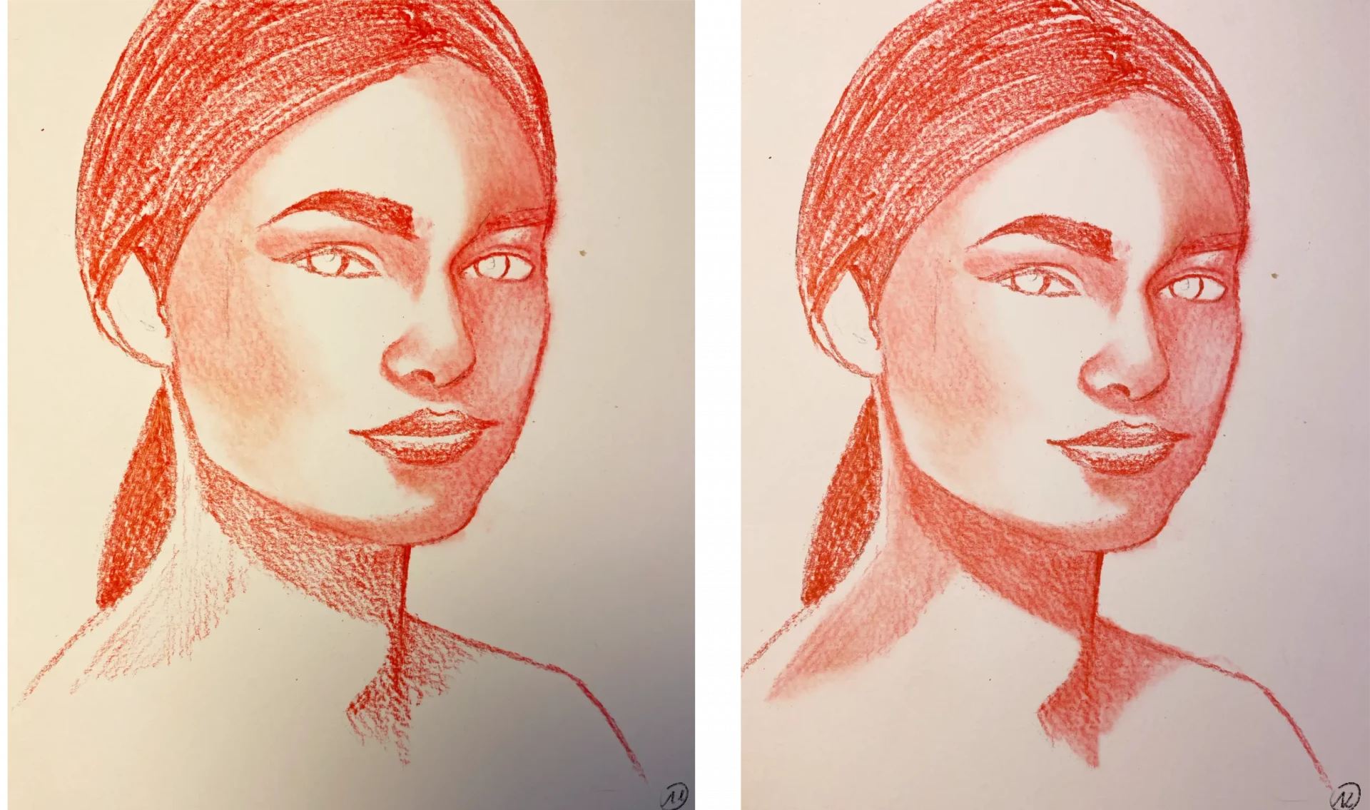 dessiner le dégradé d’un portrait à la sanguine