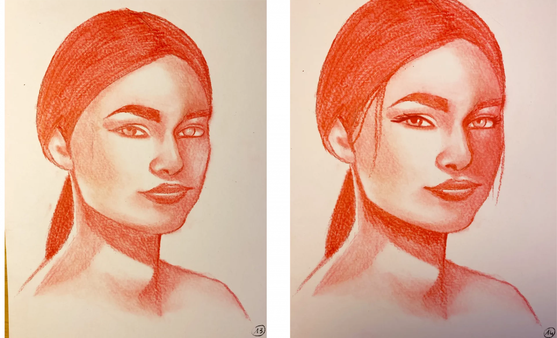 dessiner les détails d’un portrait à la sanguine