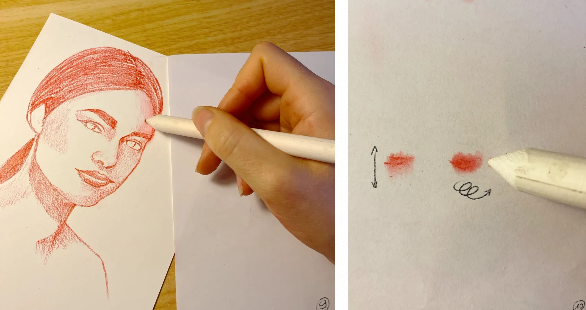 estomper un portrait dessiné à la sanguine