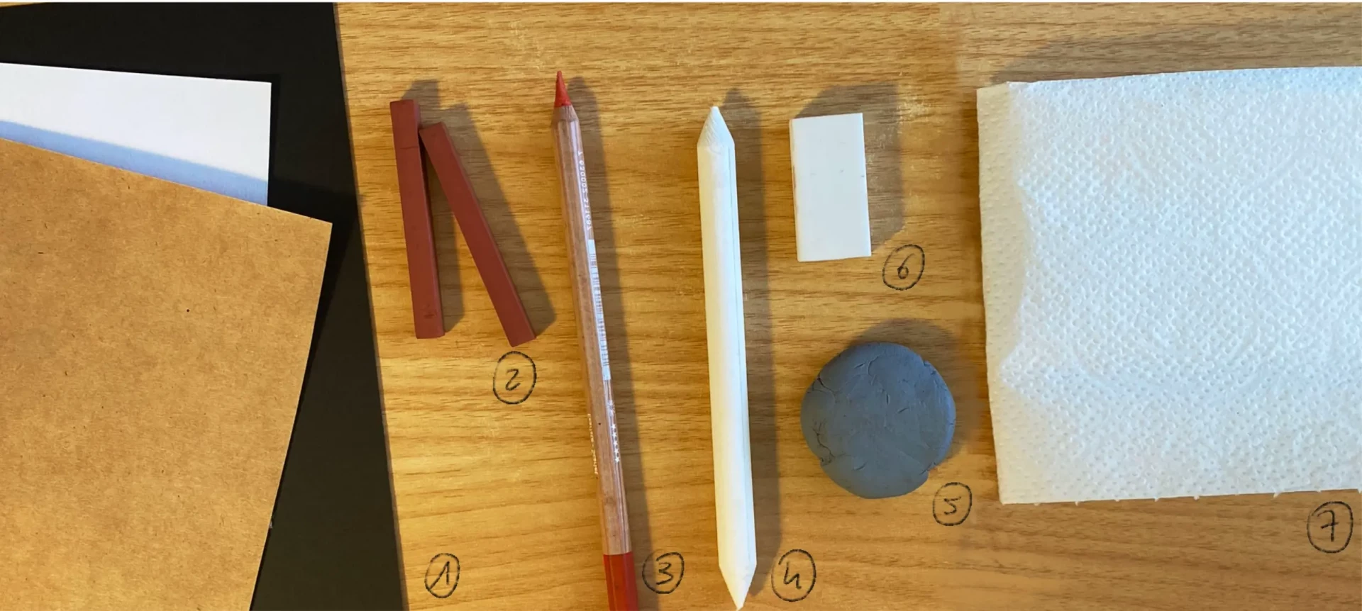 le matériel pour dessiner un portrait à la sanguine