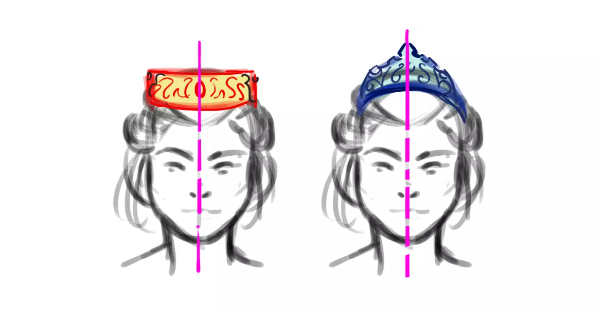 croquis du diadème d’une princesse
