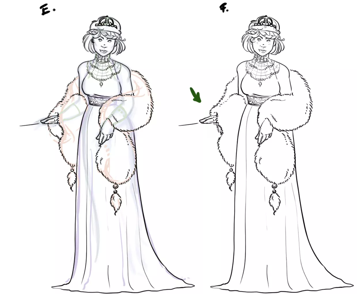 dessin des détails d’une princesse