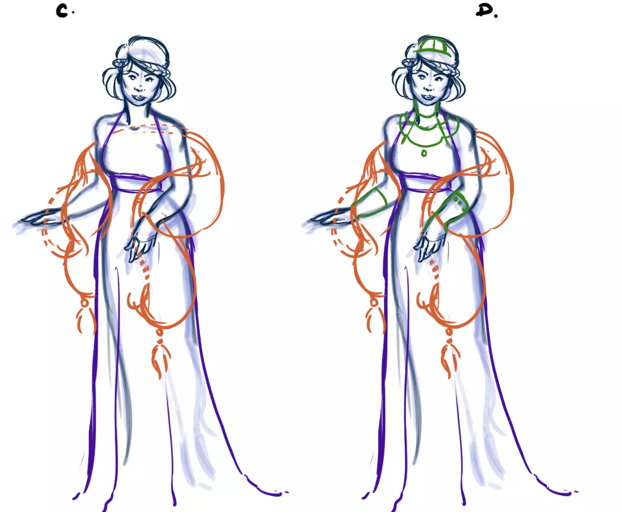 dessin de la fourrure d’une princesse