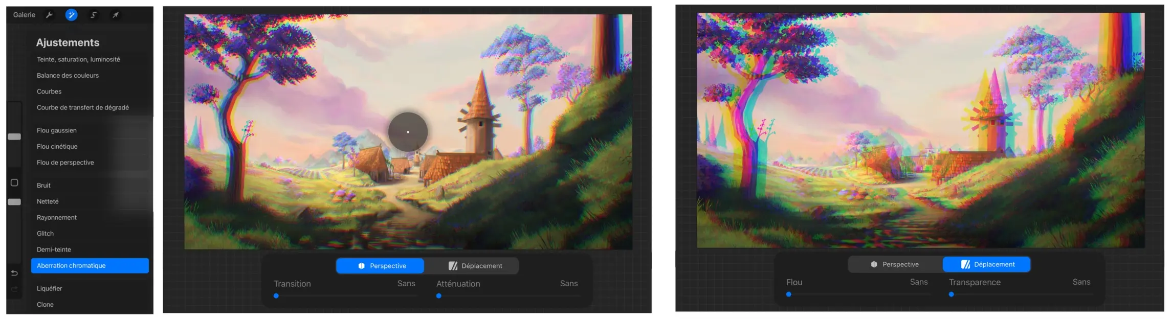l’aberration chromatique d’un dessin avec procreate