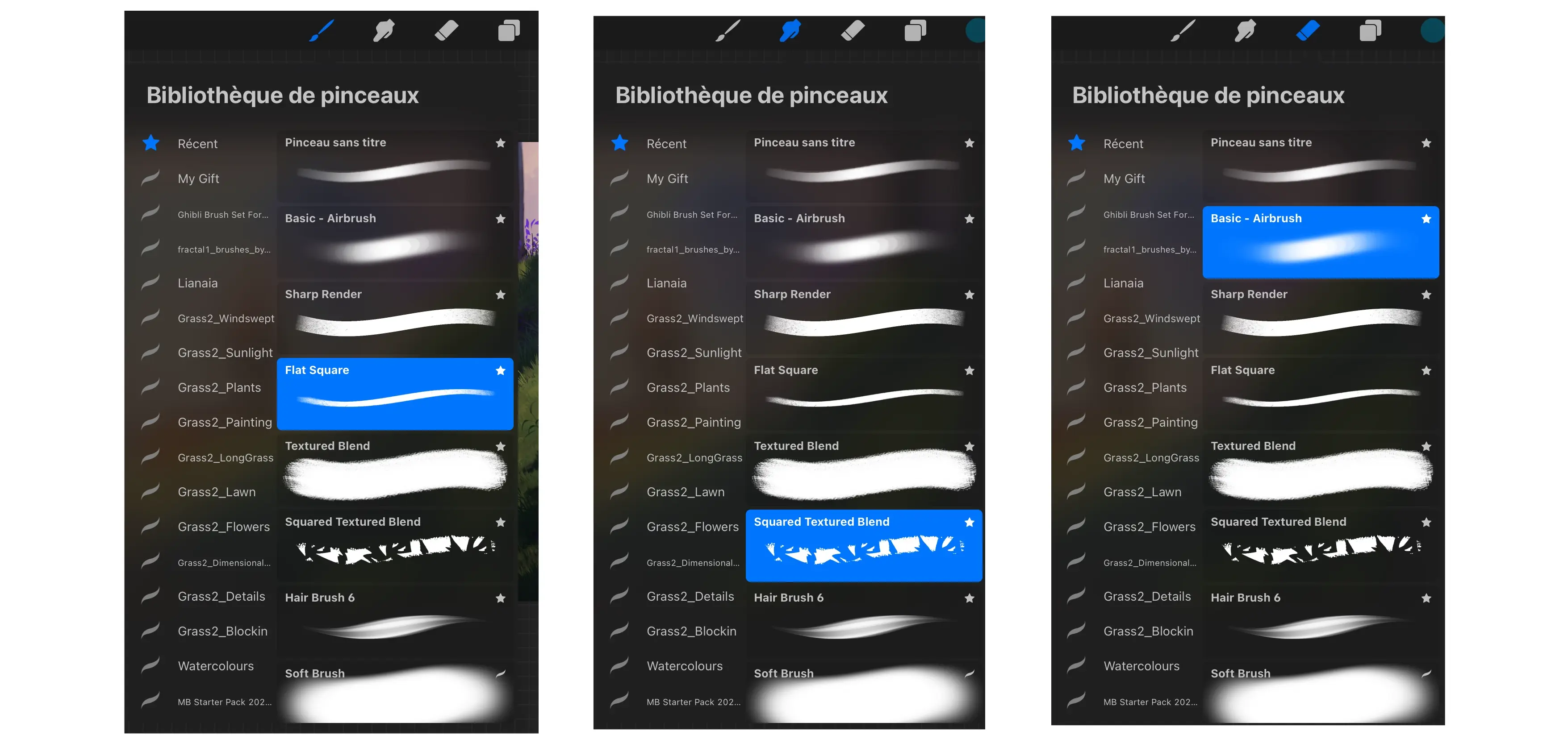 la bibliothèque de pinceaux pour dessiner sur procreate