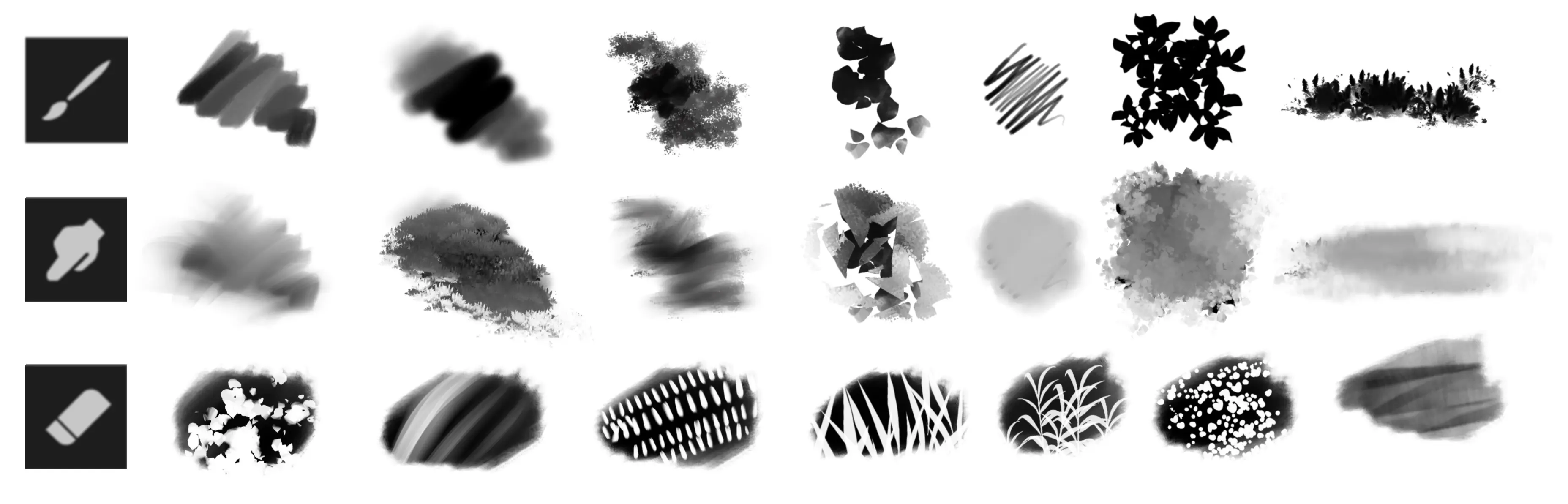 des exemples de brush pour dessiner avec procreate