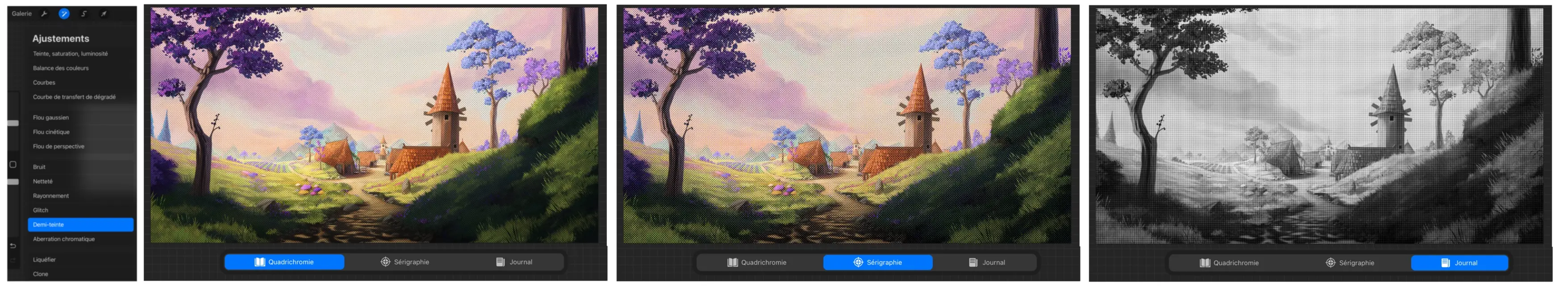 la demi-teinte d’un dessin avec procreate