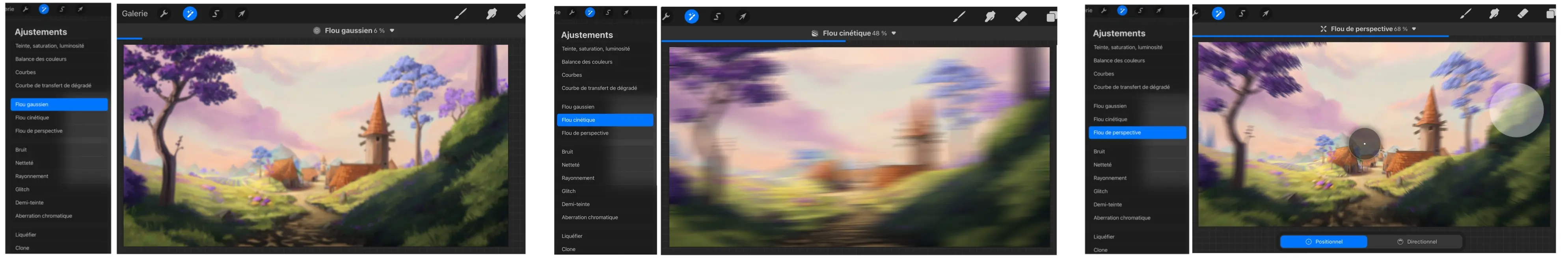 le floutage d’un dessin avec procreate