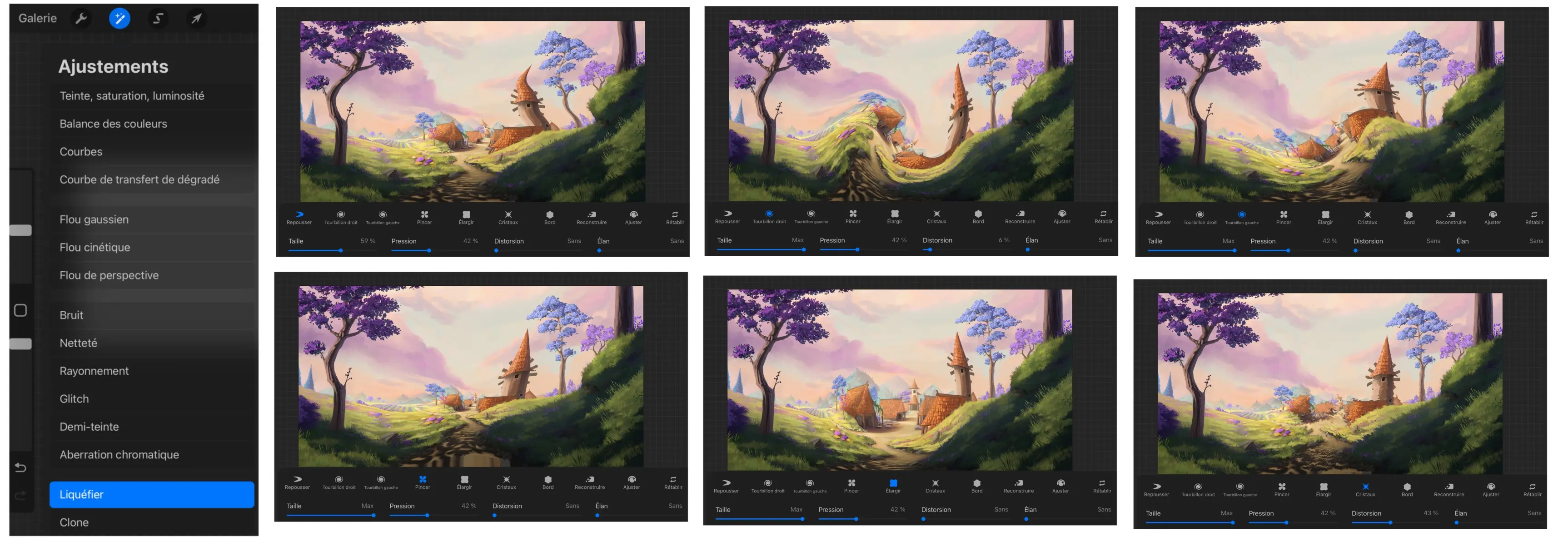liquéfier un dessin avec procreate