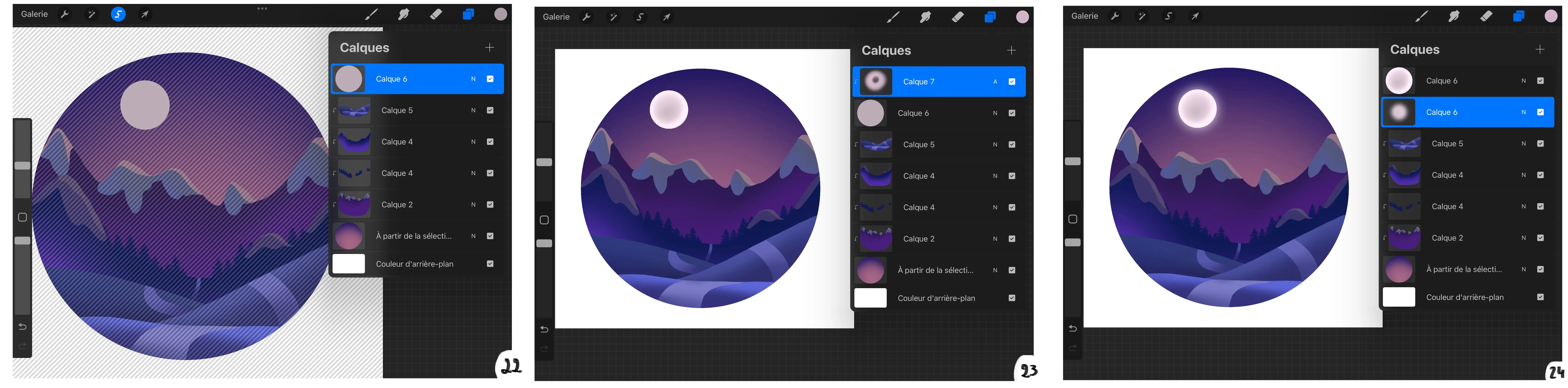dessiner la lune avec procreate