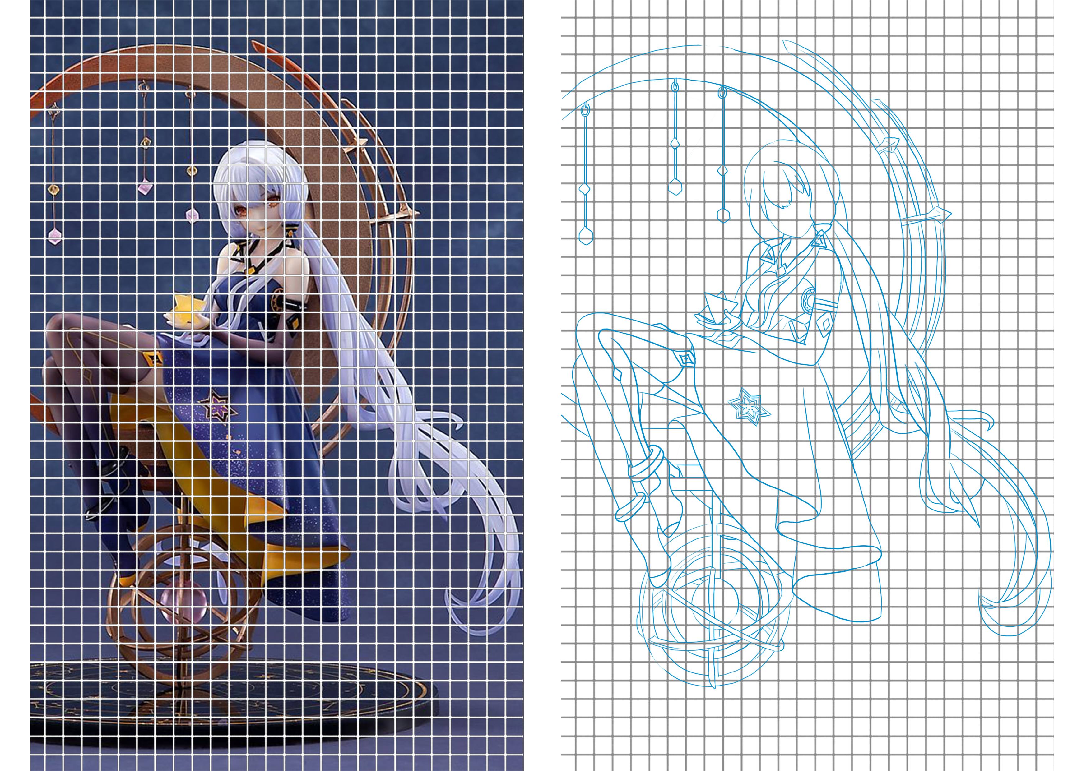 dessiner les détails du dessin avec la technique du quadrillage 4