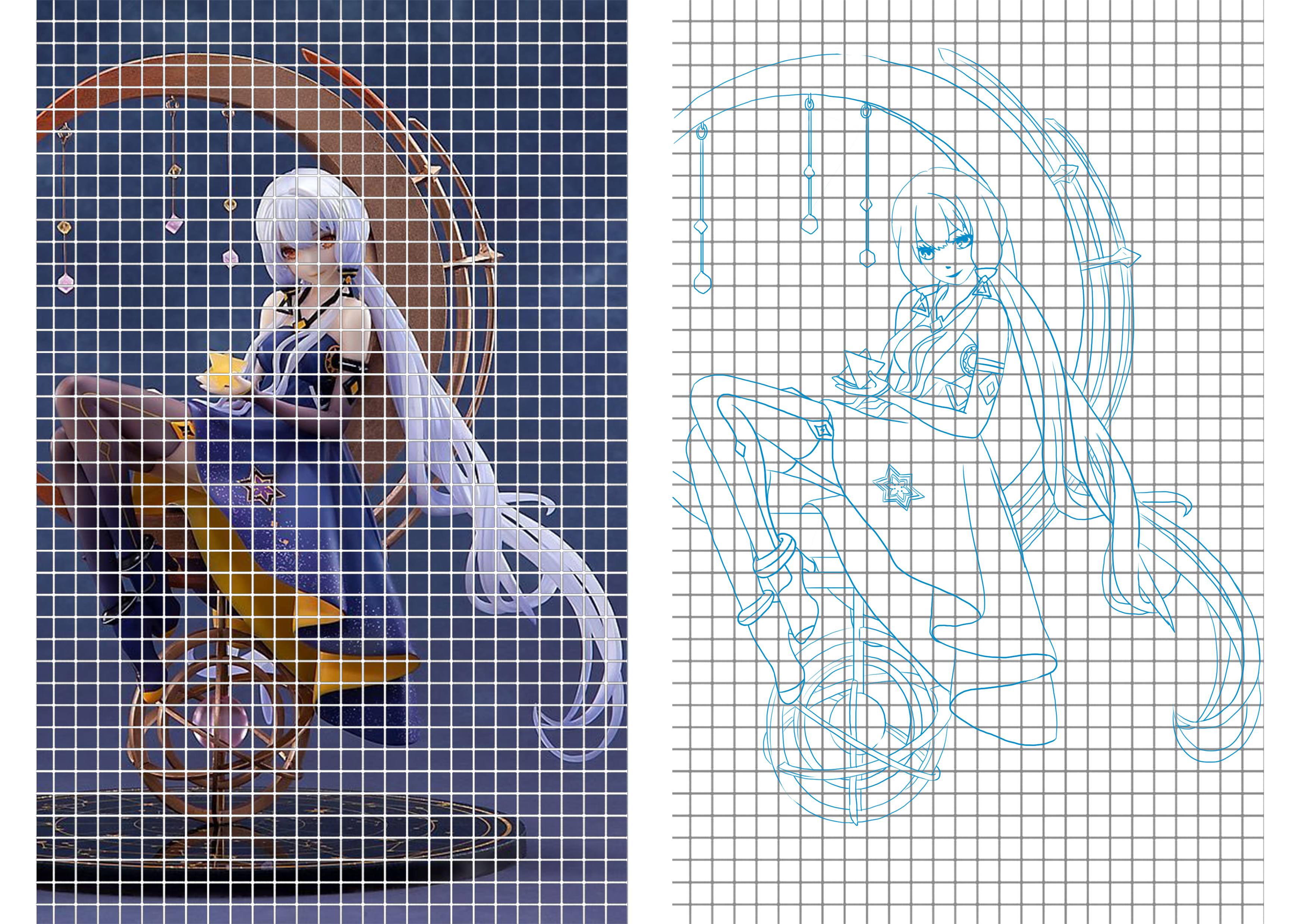 dessiner les détails du dessin avec la technique du quadrillage 5