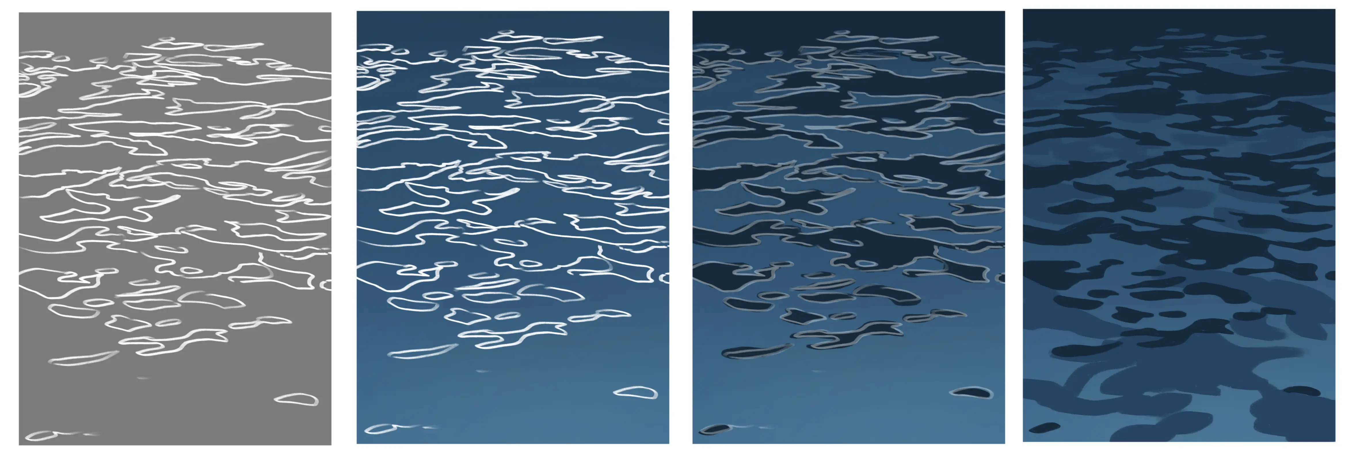 dessiner la base des reflets de l’eau en mouvement