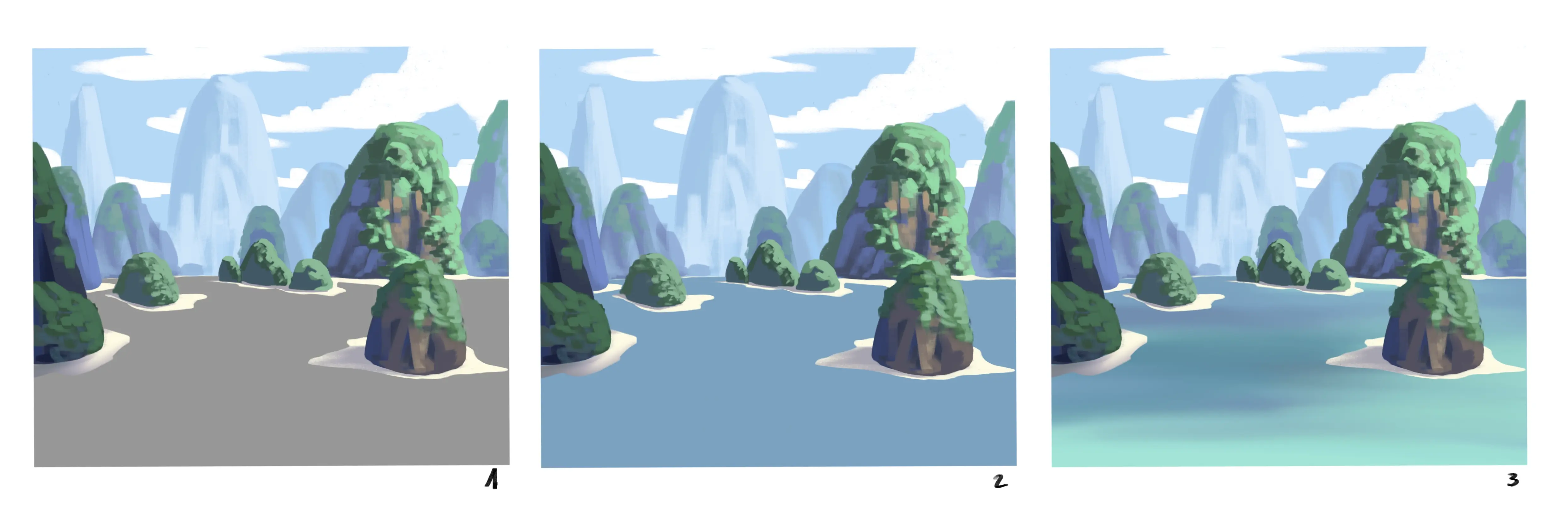 dessiner la base des reflets d’une étendue d’eau