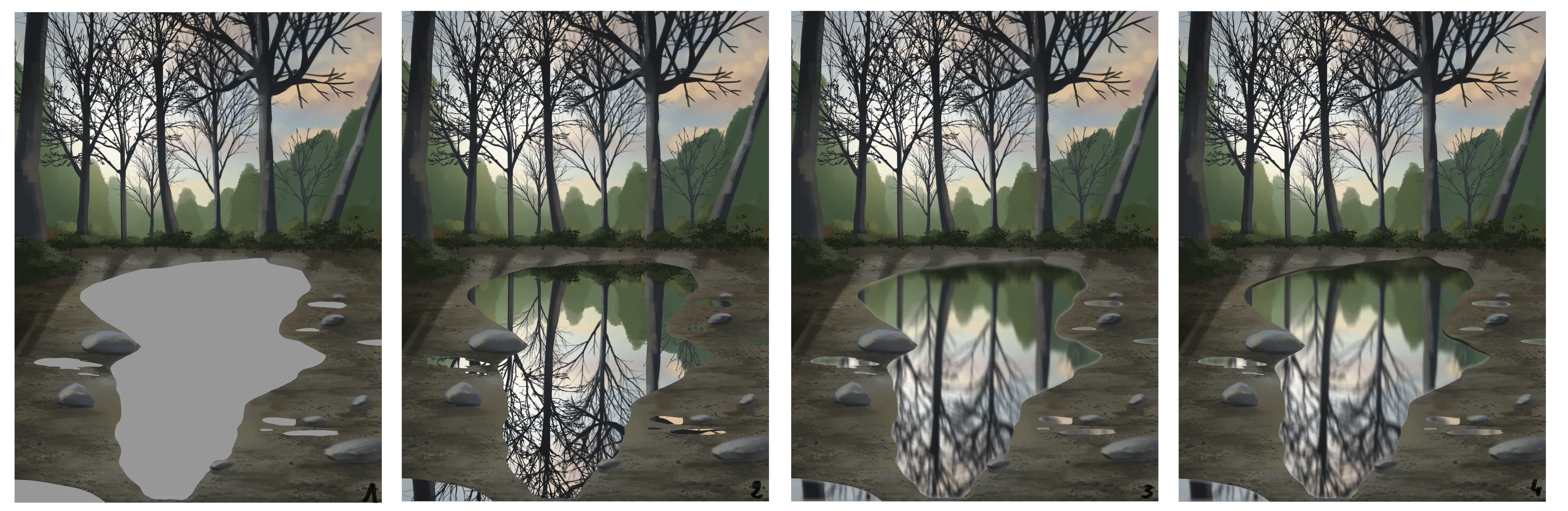 dessiner les reflets de l’eau