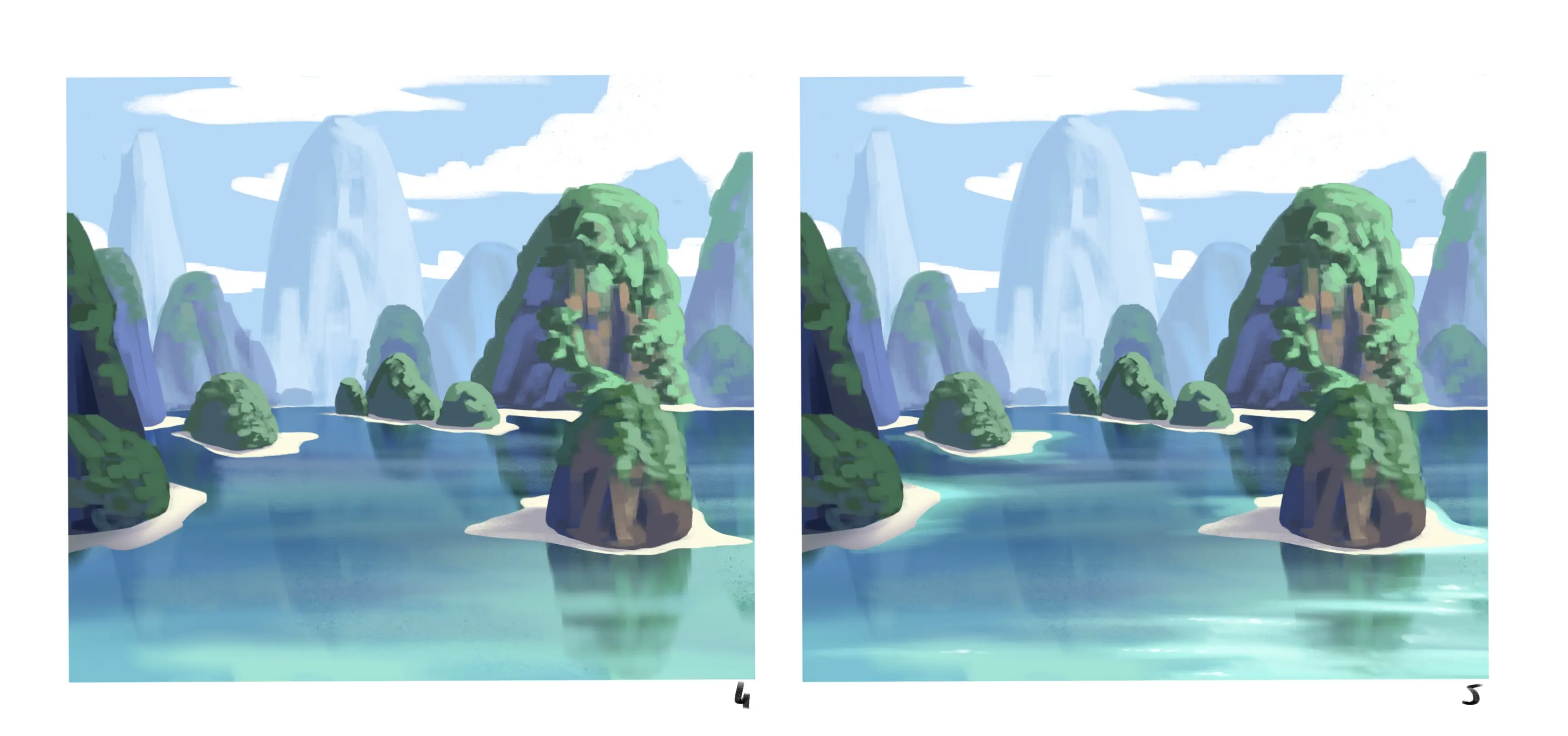 dessiner les reflets d’une étendue d’eau