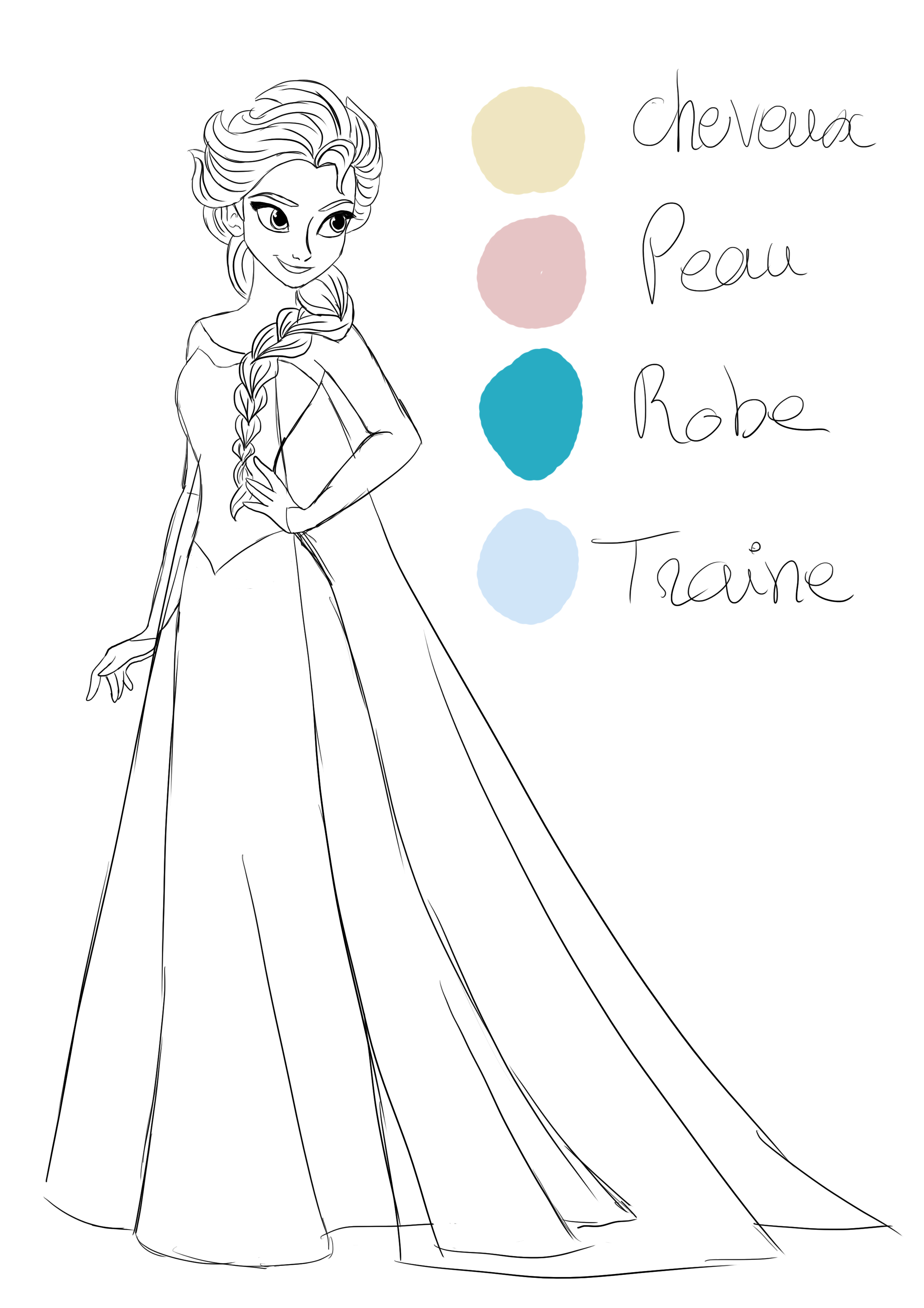 Couleur du dessin de la reine des neiges