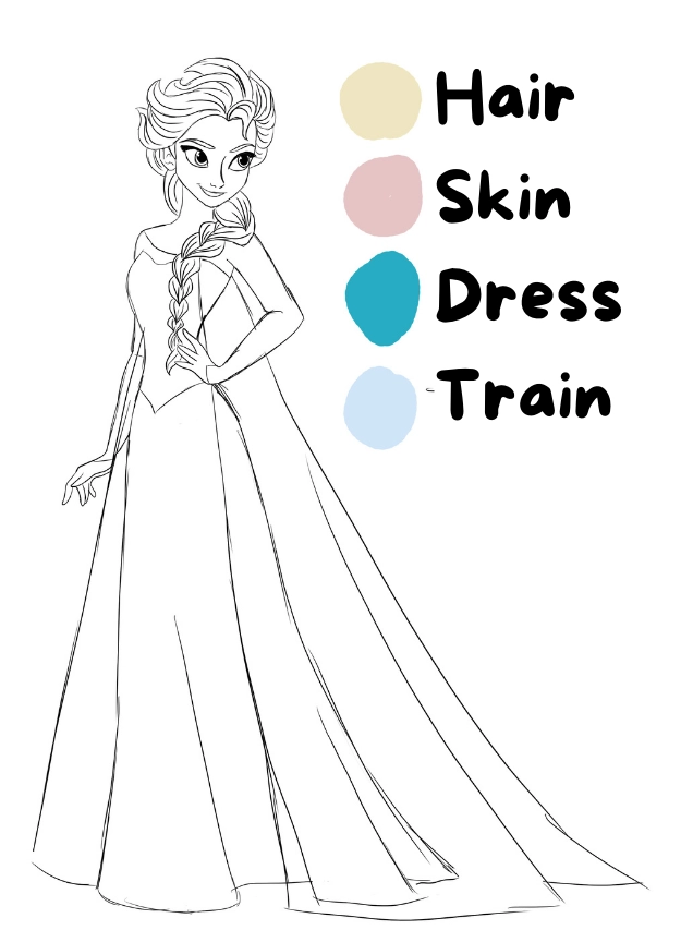 How to draw Elsa from Frozen