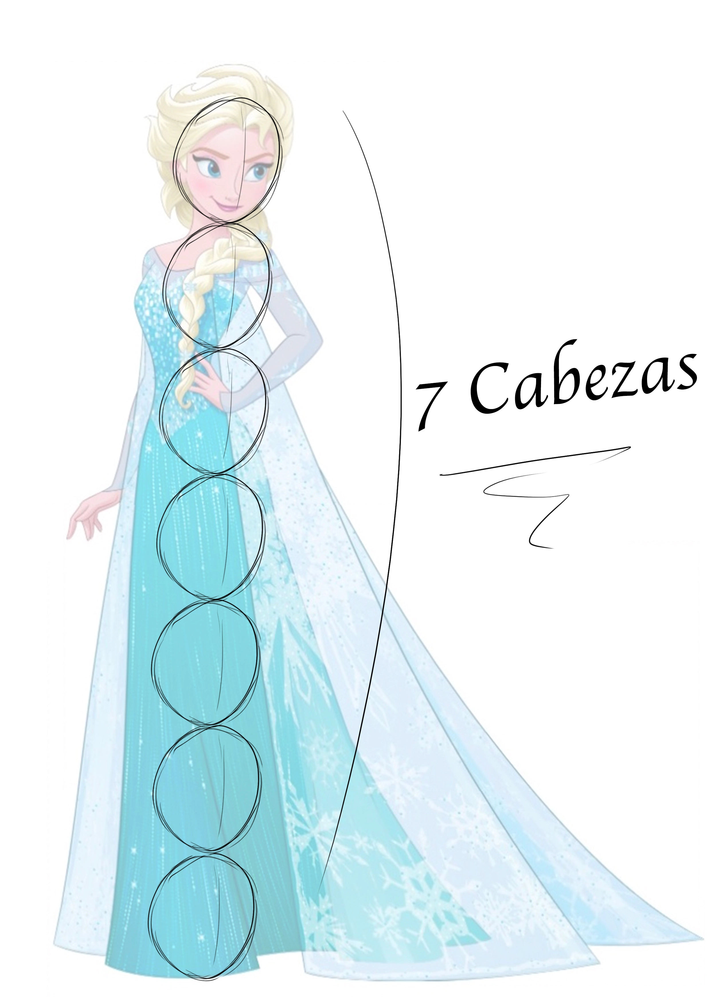 Proporciones del dibujo de la reina de las nieves