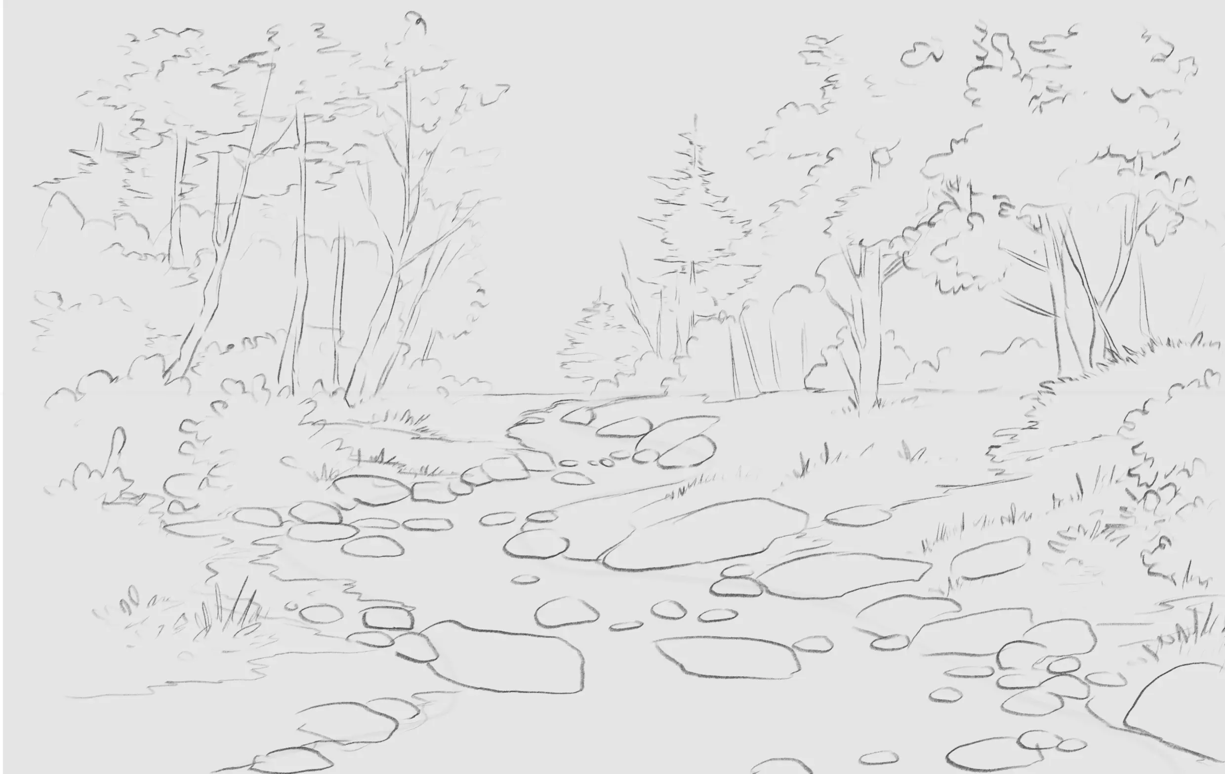 dessiner la nature aux abords d'une rivière