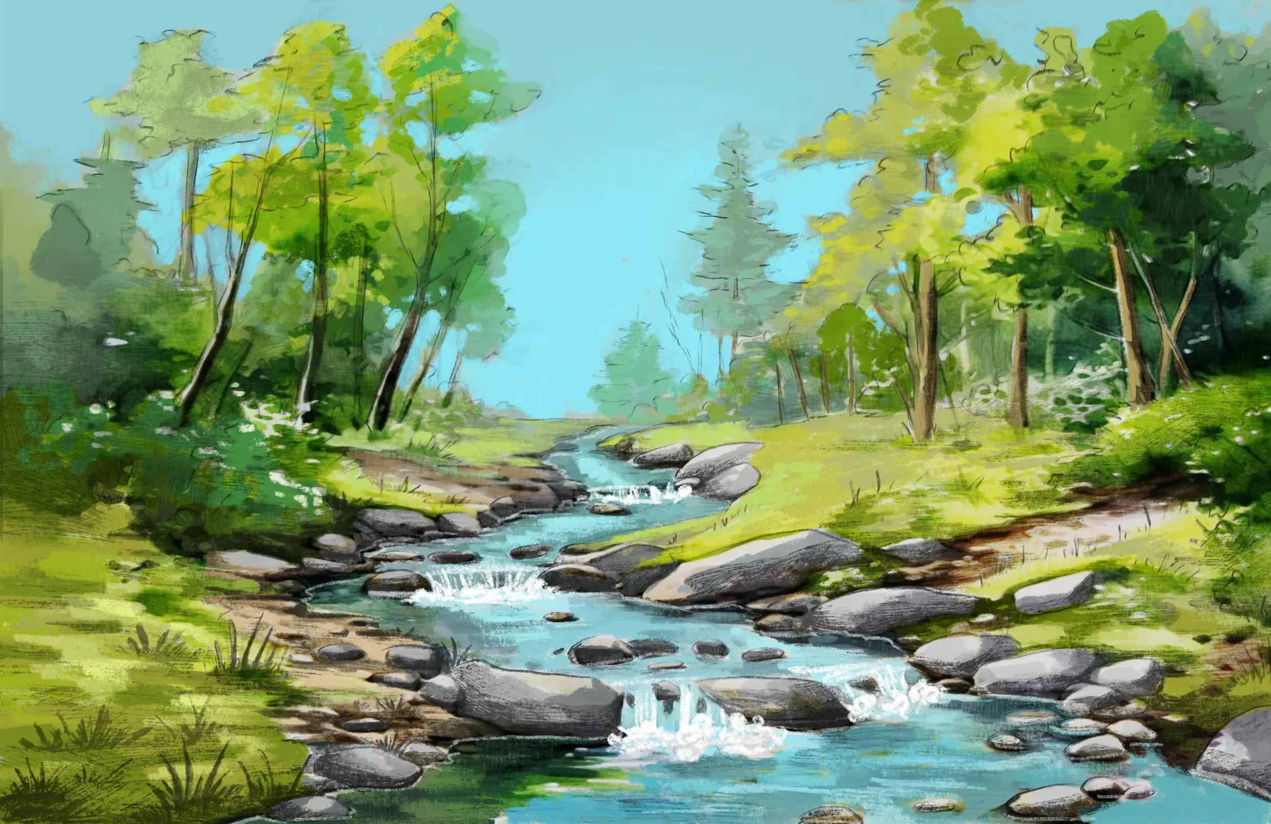 dessin d’une rivière