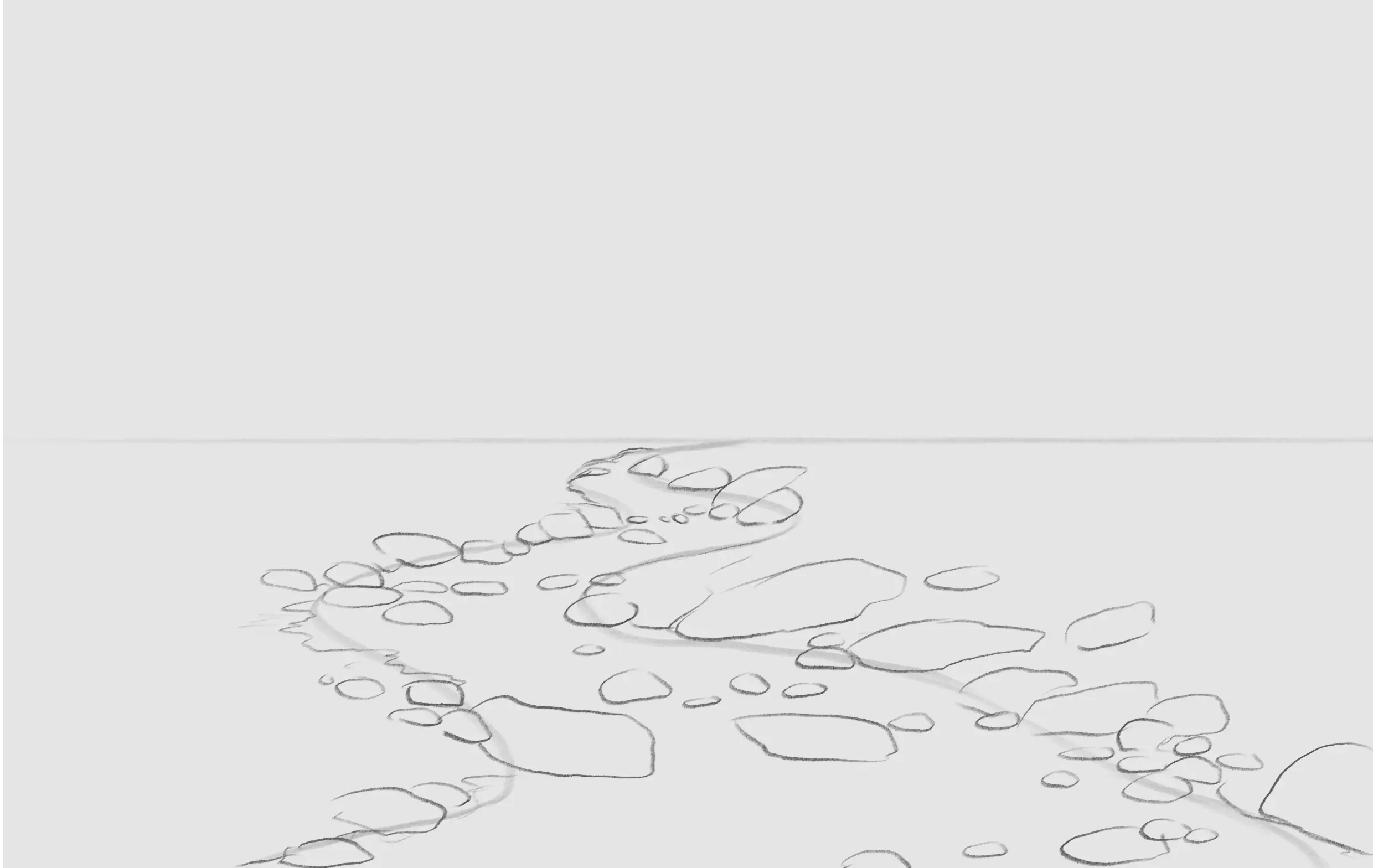 dessiner les rochers d’une rivière