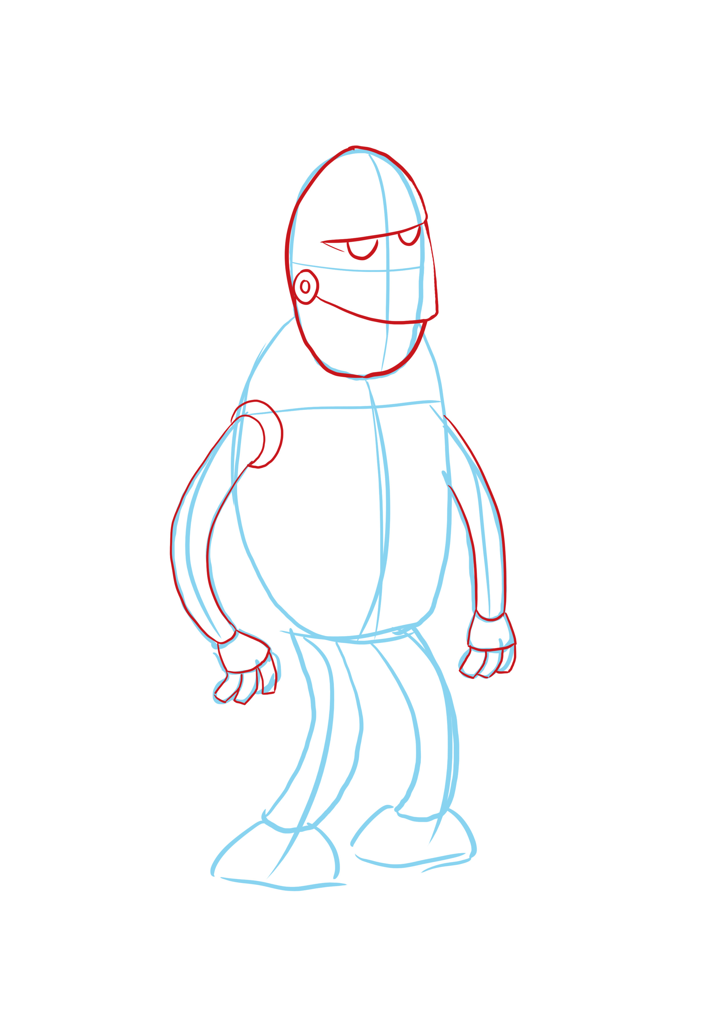 Dessiner les détails des bras du robot cartoon