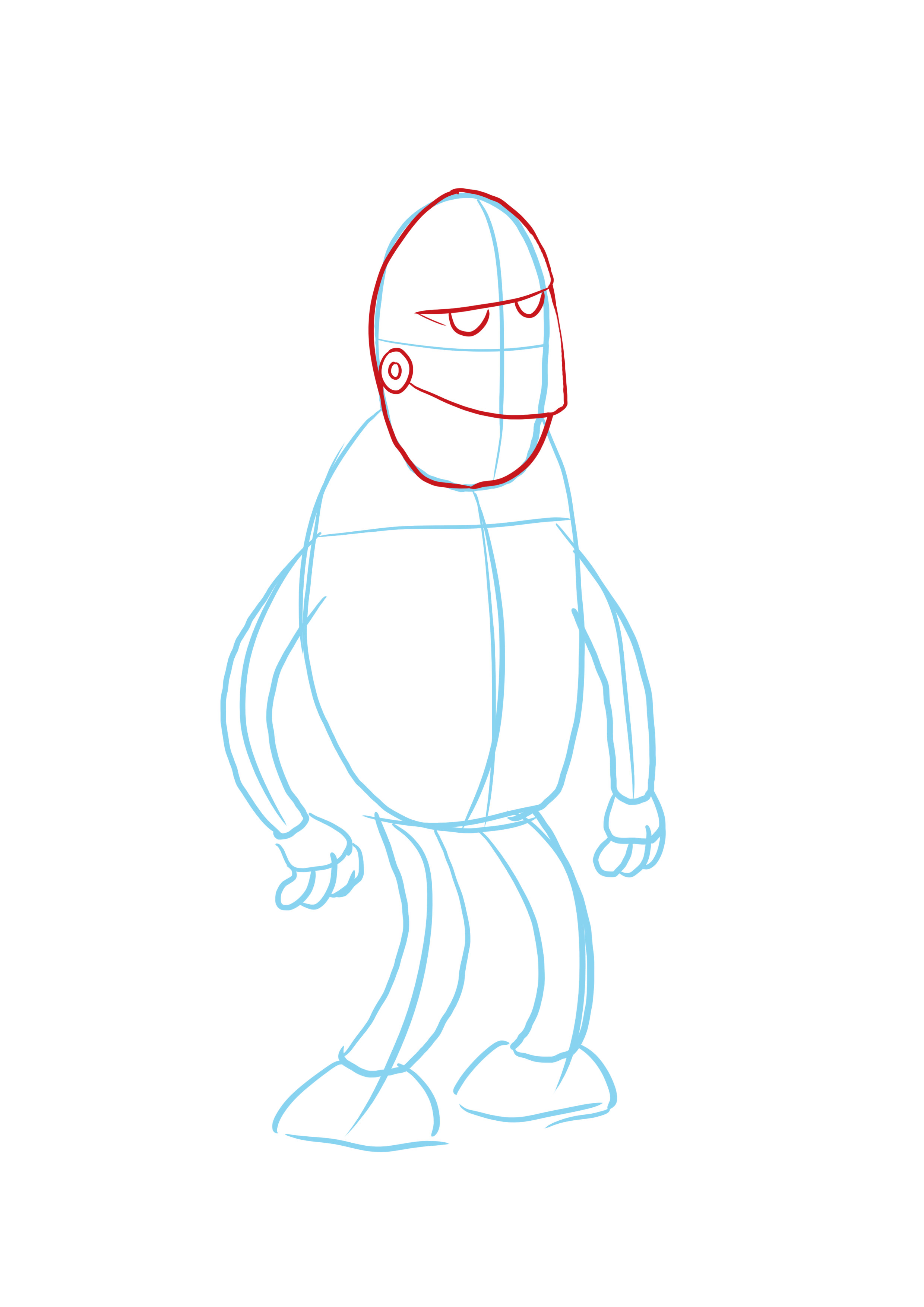 Dessiner les détails de la tête du robot cartoon