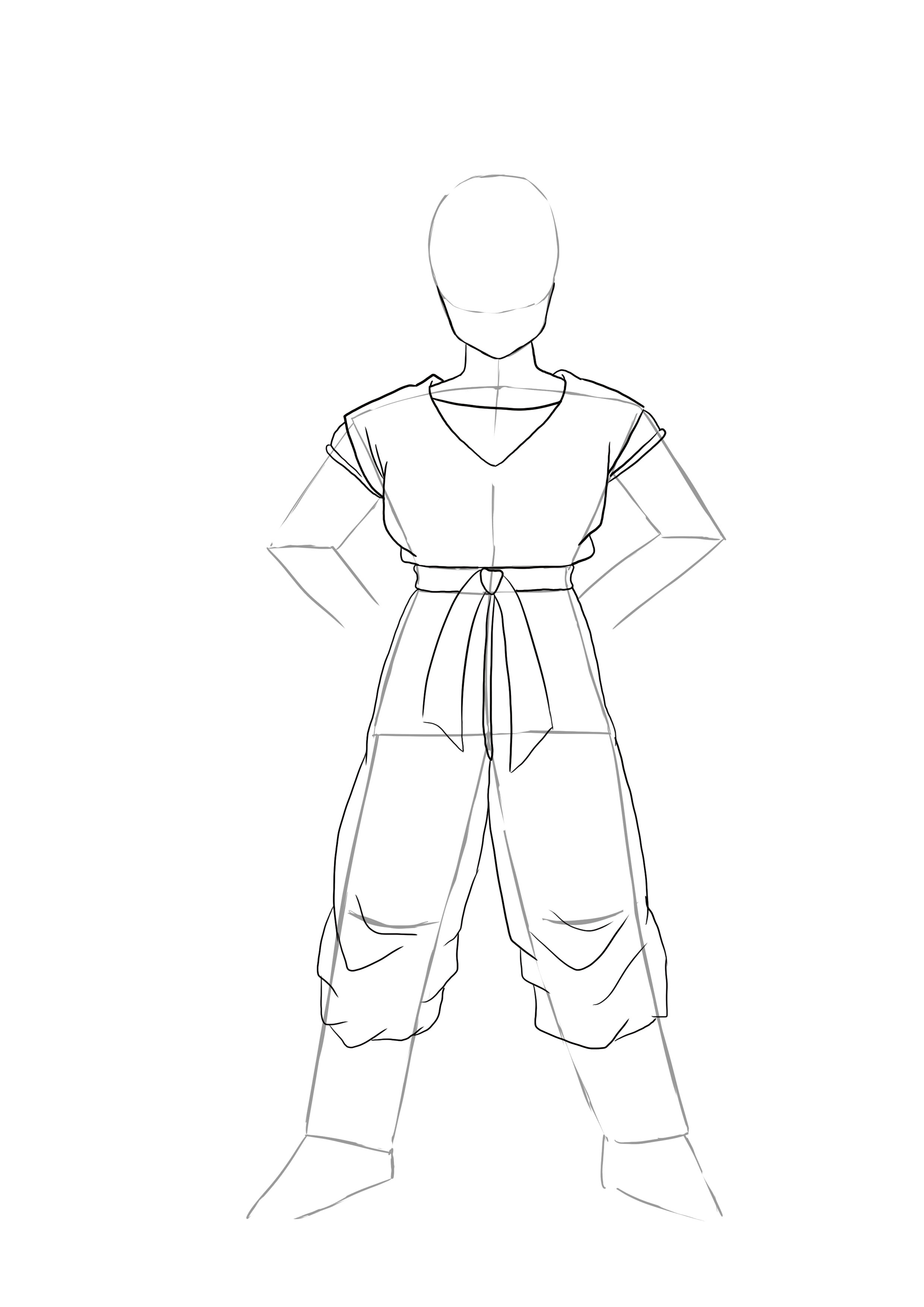 croquis de la ceinture et du pantalon du personnage