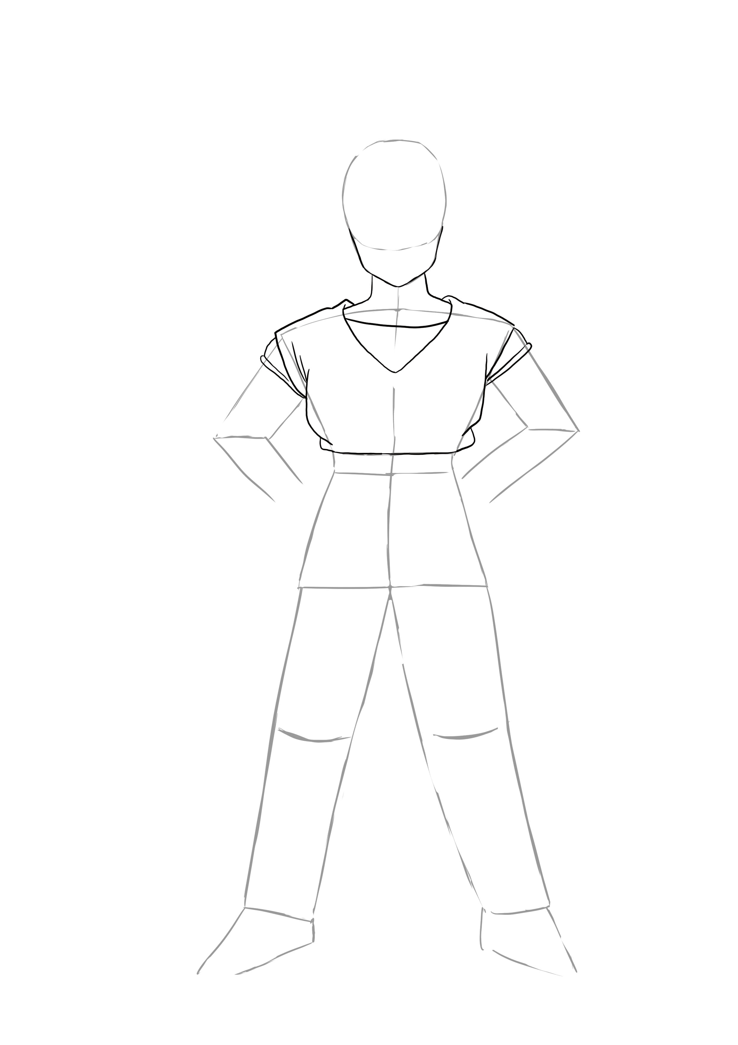 croquis du haut de la tenue de Sangoku