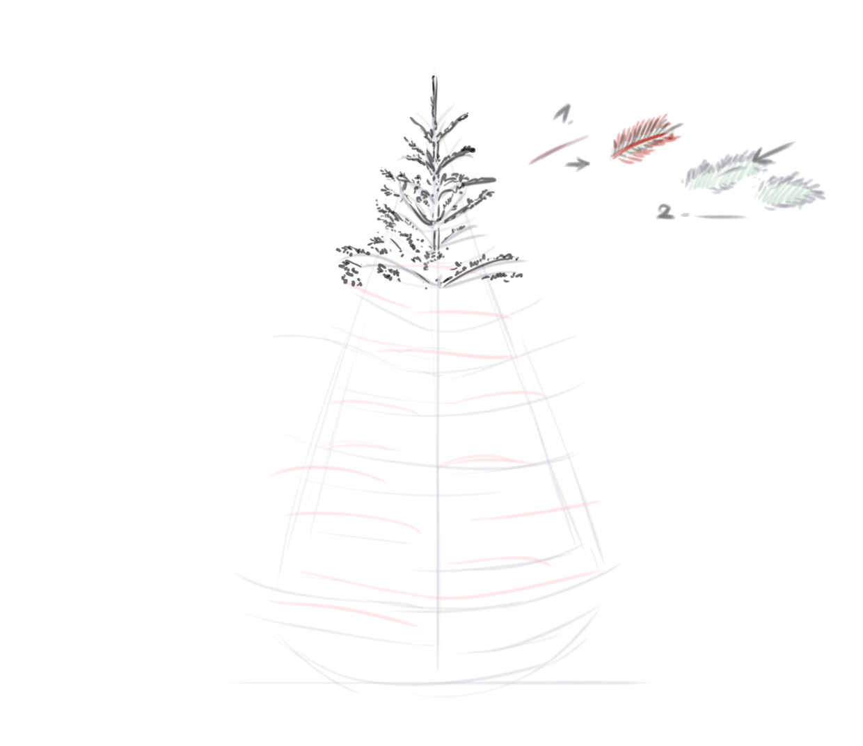 dessiner les épines du sapin 1