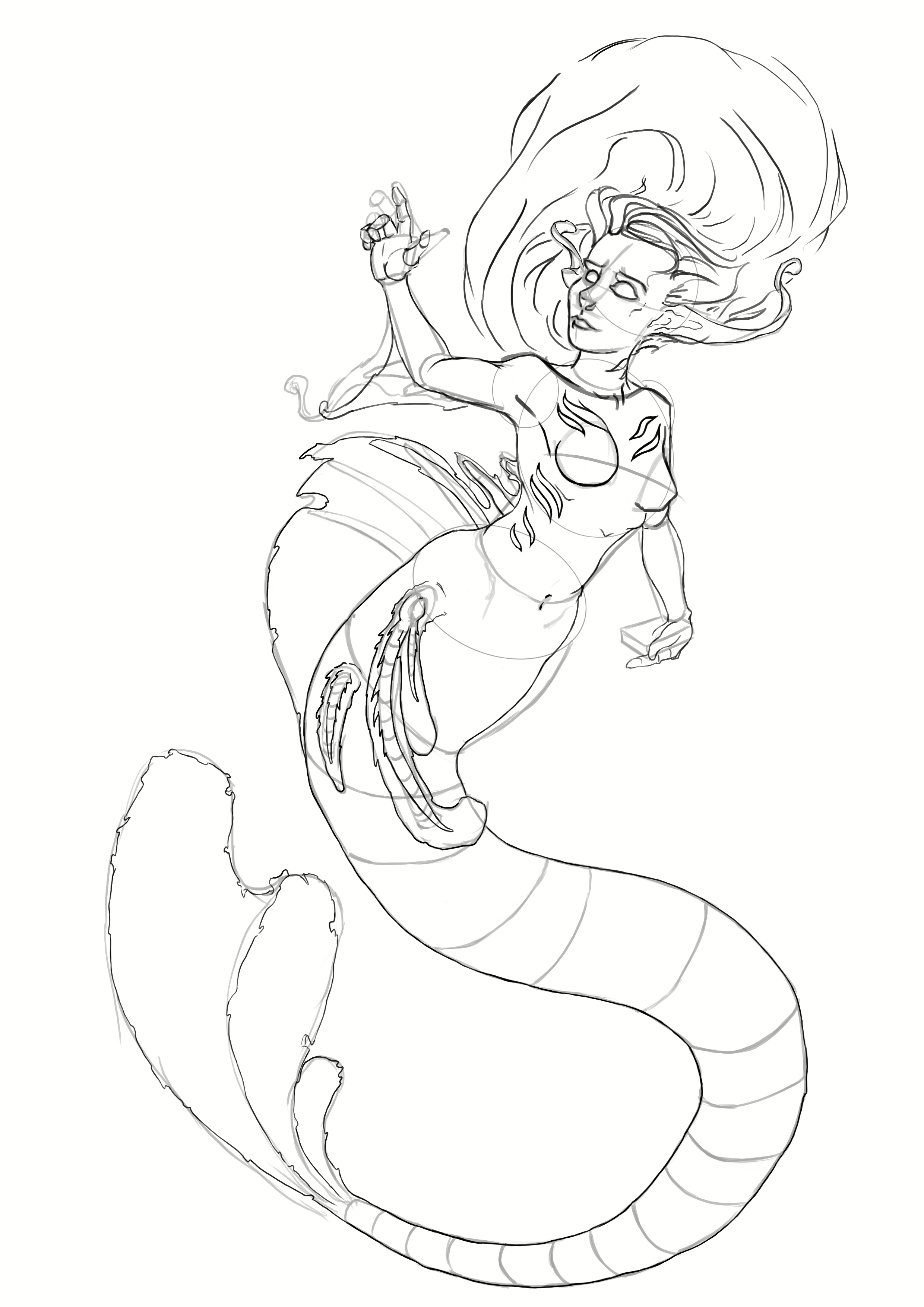 Détailler le dessin de sirène 5