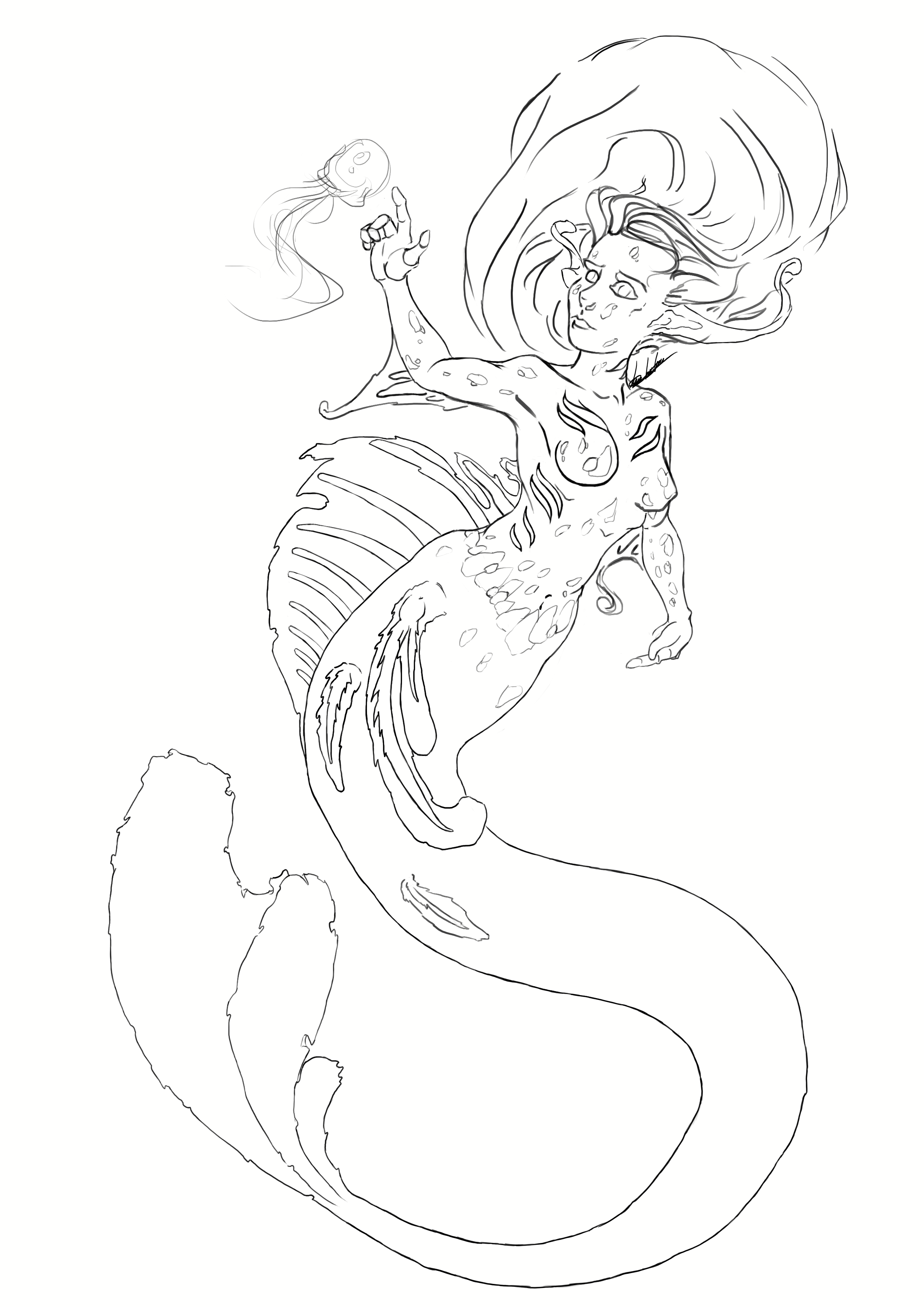 Modèle pour le dessin de sirène