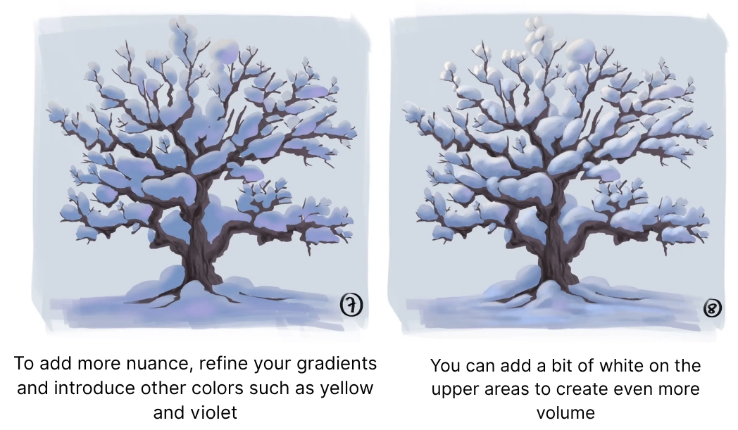 How to Draw a Snowy Tree