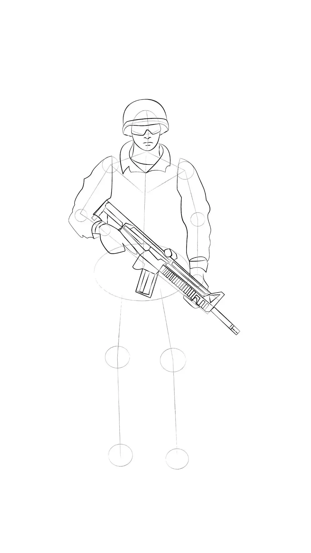 dessin des bras d’un soldat