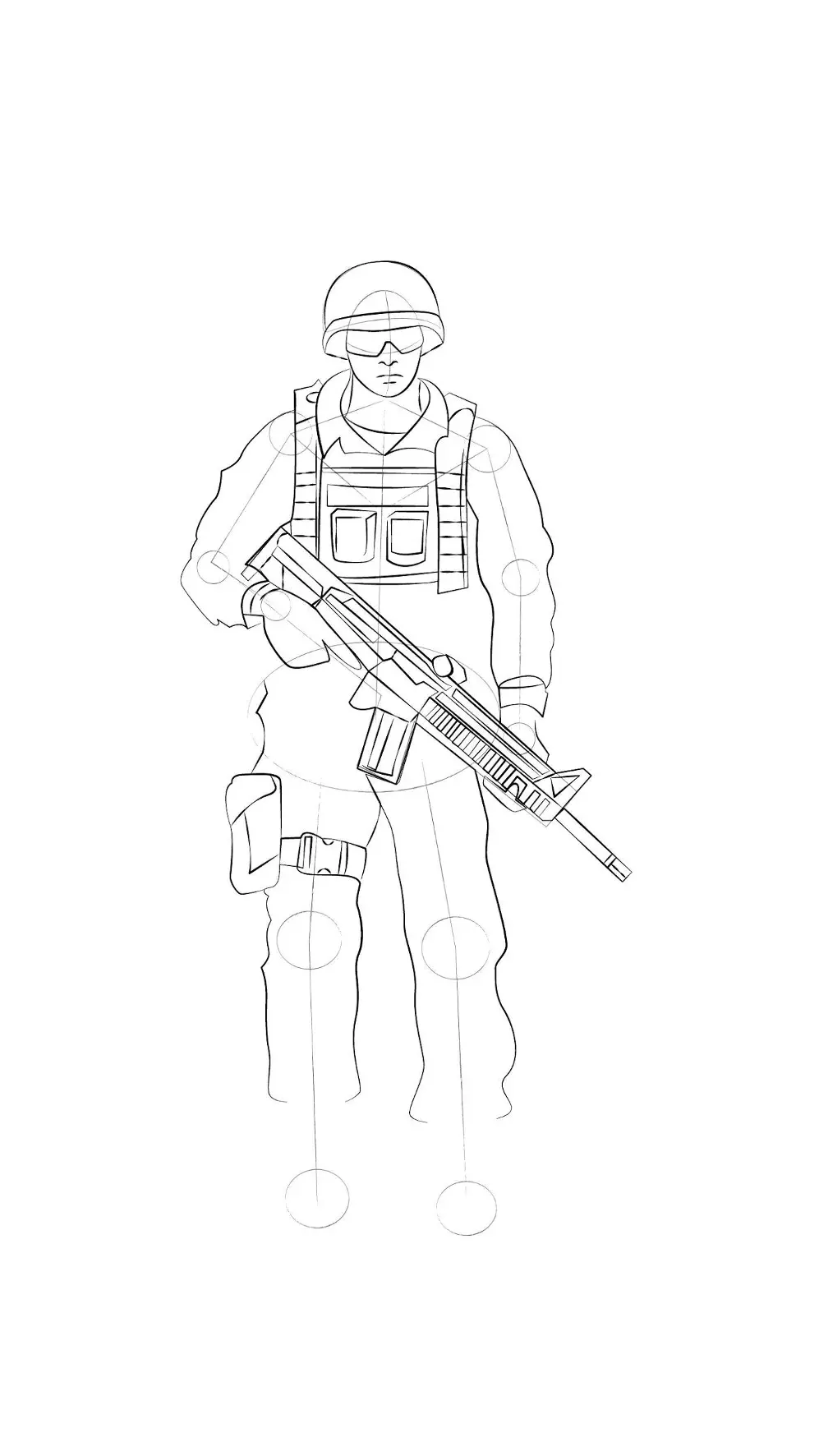 dessin du pantalon d’un soldat