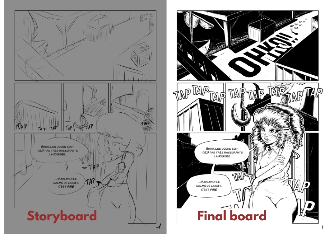 storyboard sketch for a comic book page