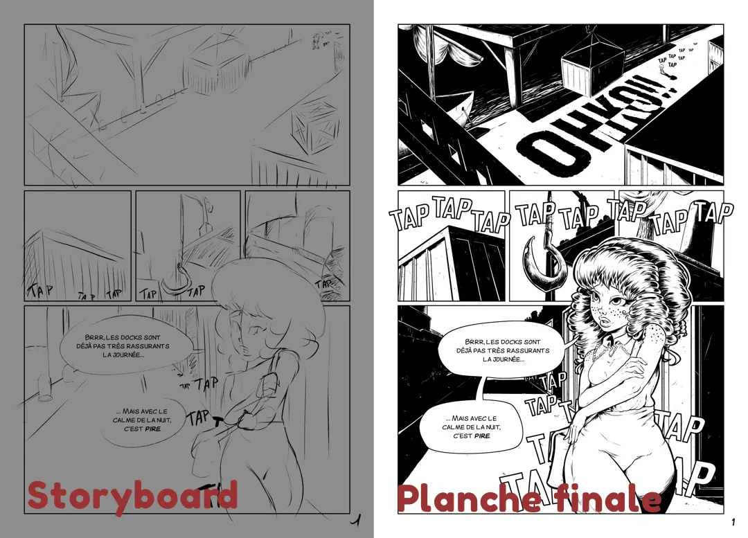dessin du storyboard d’une page de bd